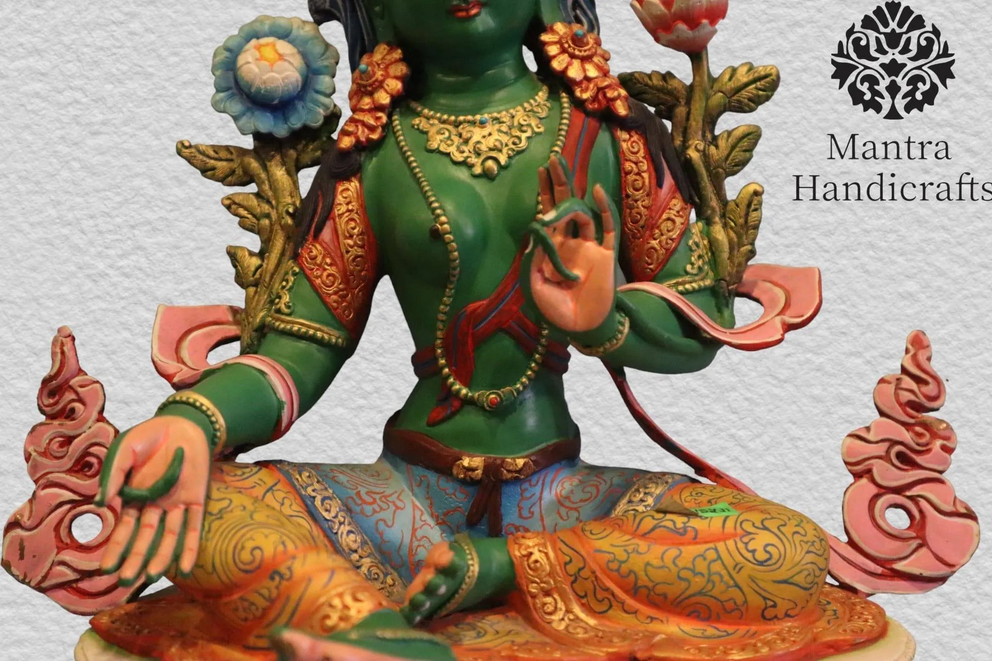 Hand Painted Green Tara Colored Statue 7 Hand Painted Green Tara Colored Statue - Image 7