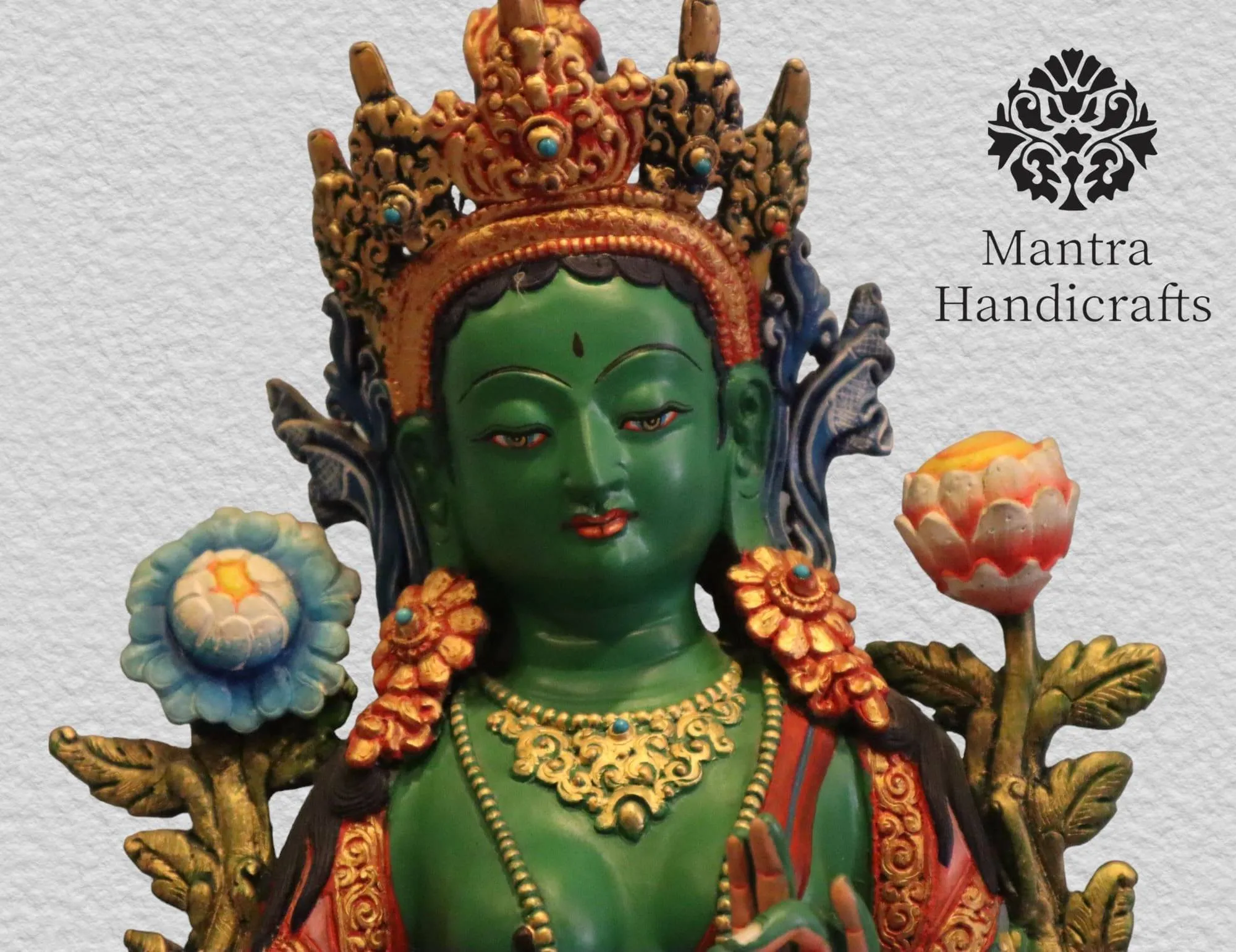 Hand Painted Green Tara Colored Statue 6 Hand Painted Green Tara Colored Statue - Image 6