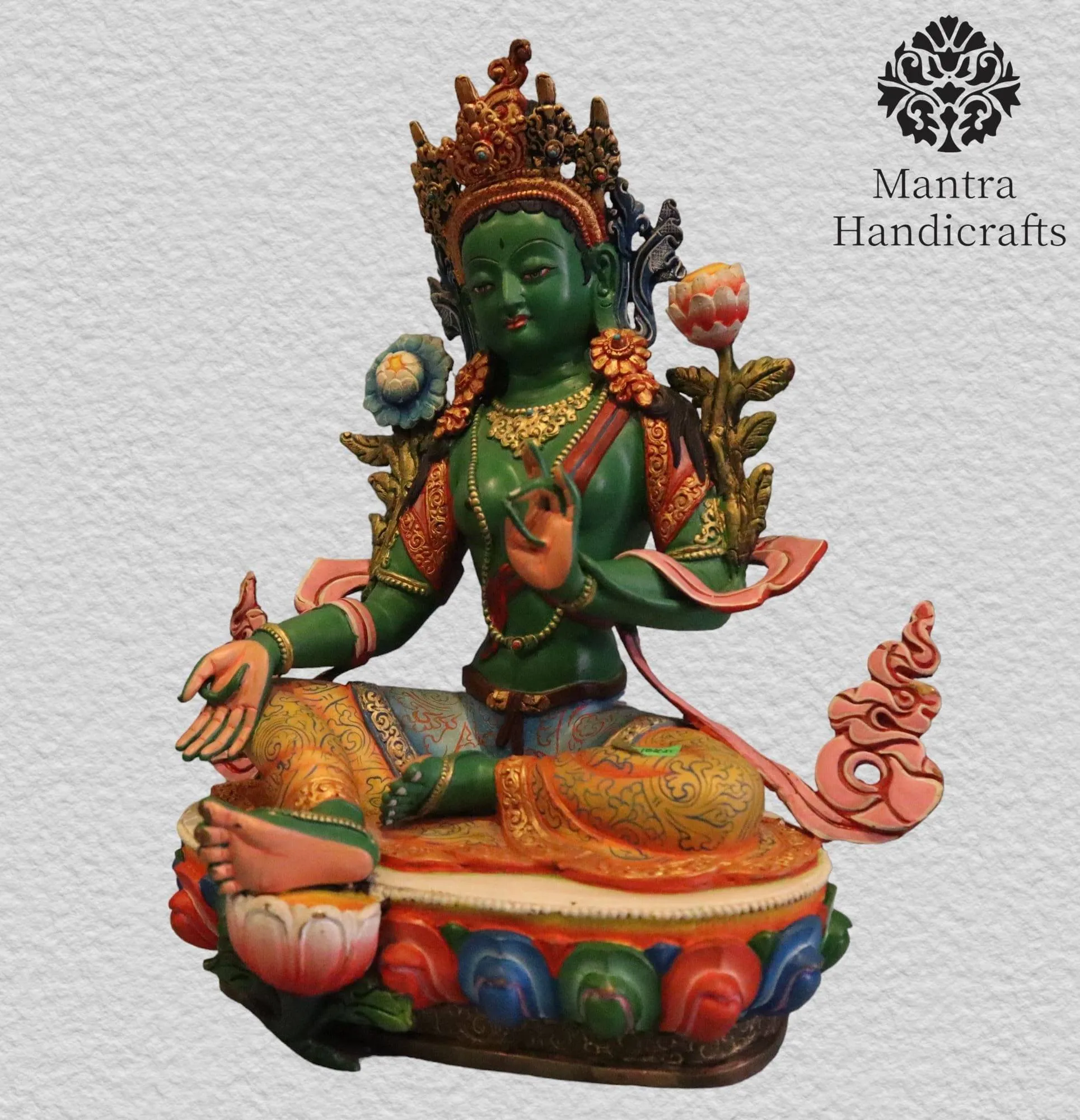 Hand Painted Green Tara Colored Statue 5 Hand Painted Green Tara Colored Statue - Image 5