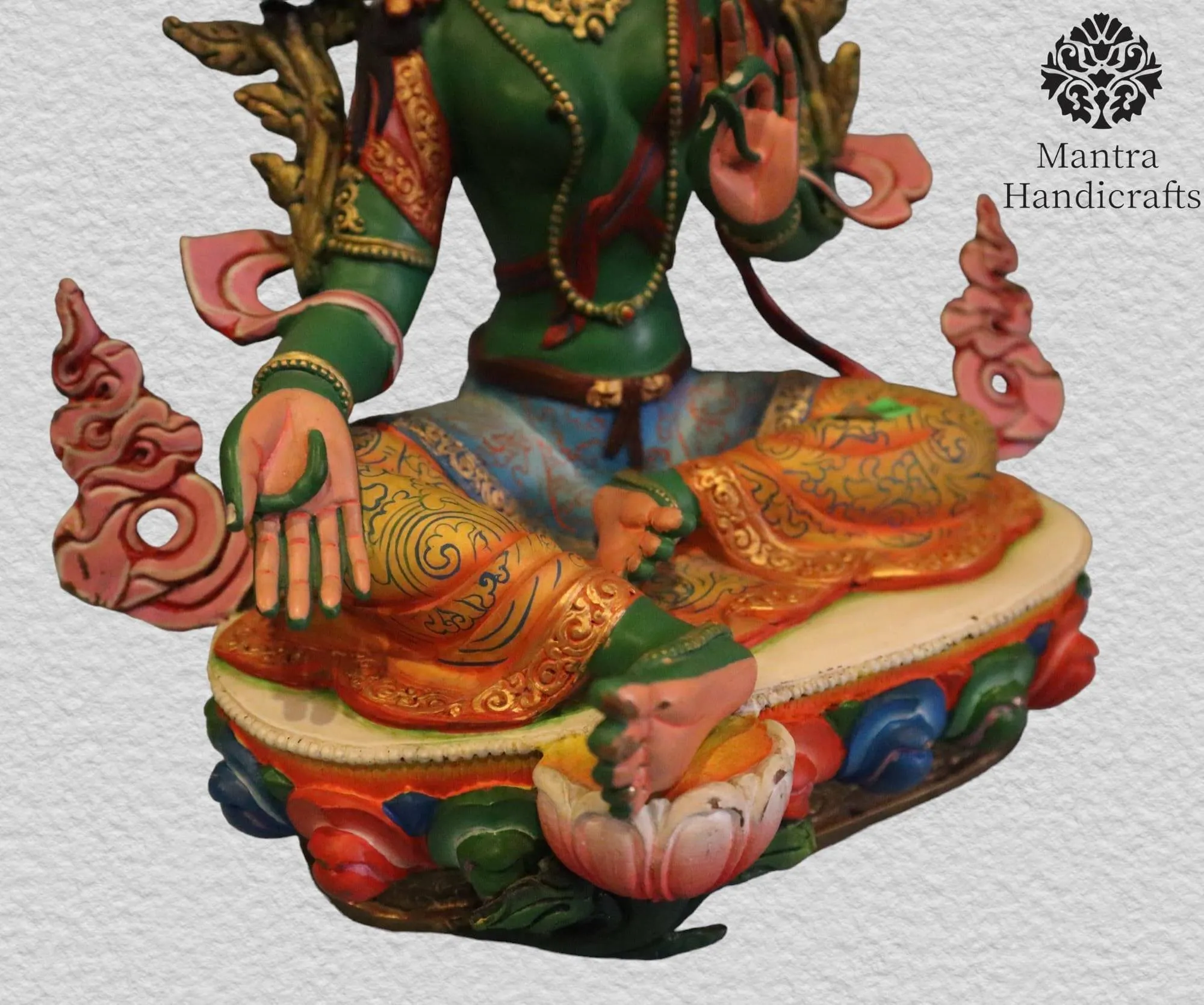Hand Painted Green Tara Colored Statue 3 Hand Painted Green Tara Colored Statue - Image 3