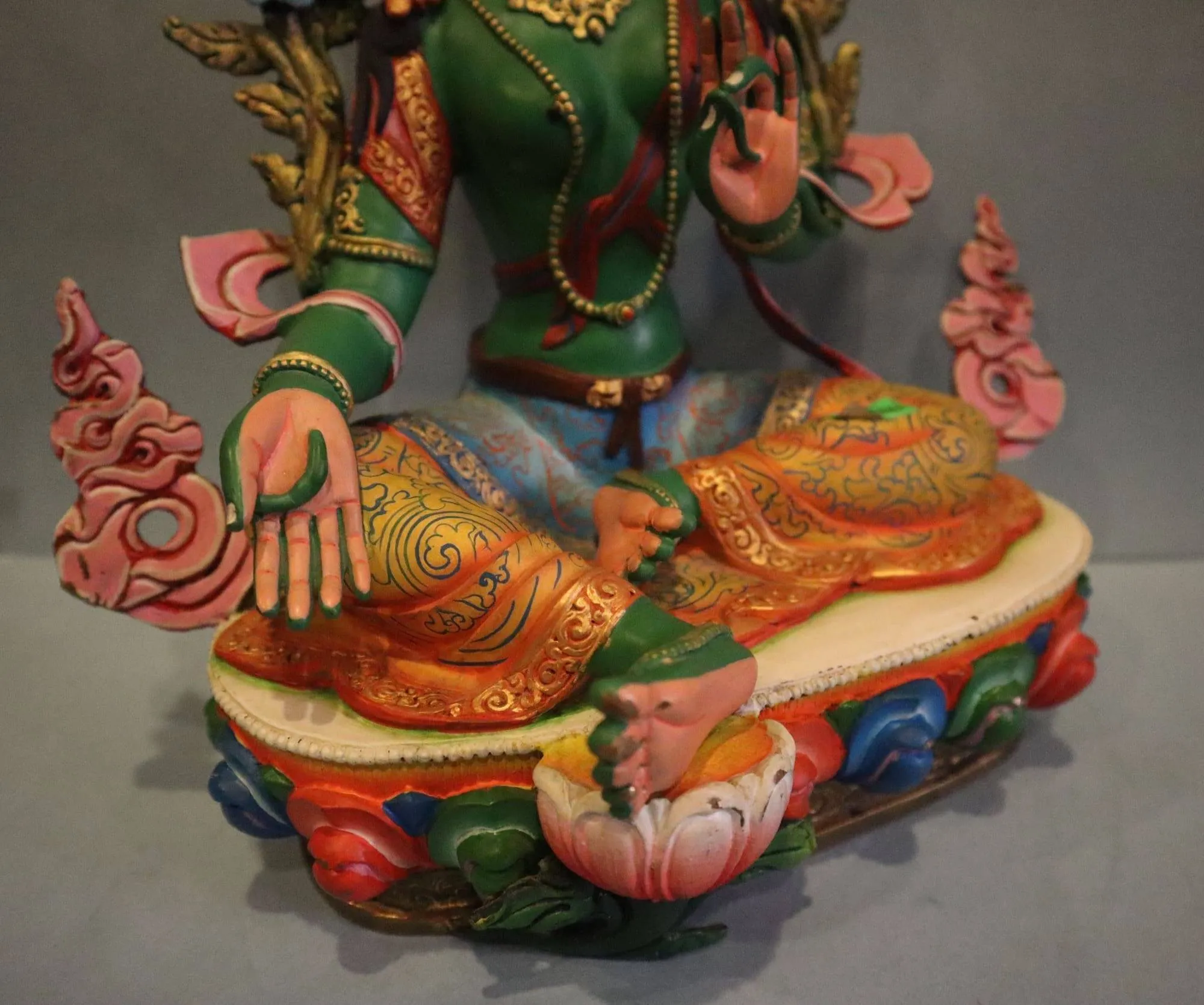 Hand Painted Green Tara Colored Statue 8 Hand Painted Green Tara Colored Statue - Image 8