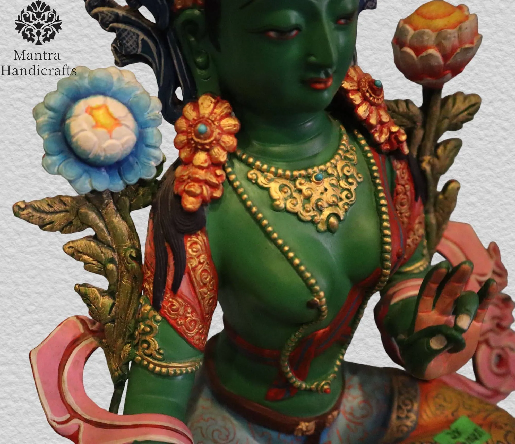 Hand Painted Green Tara Colored Statue 2 Hand Painted Green Tara Colored Statue - Image 2