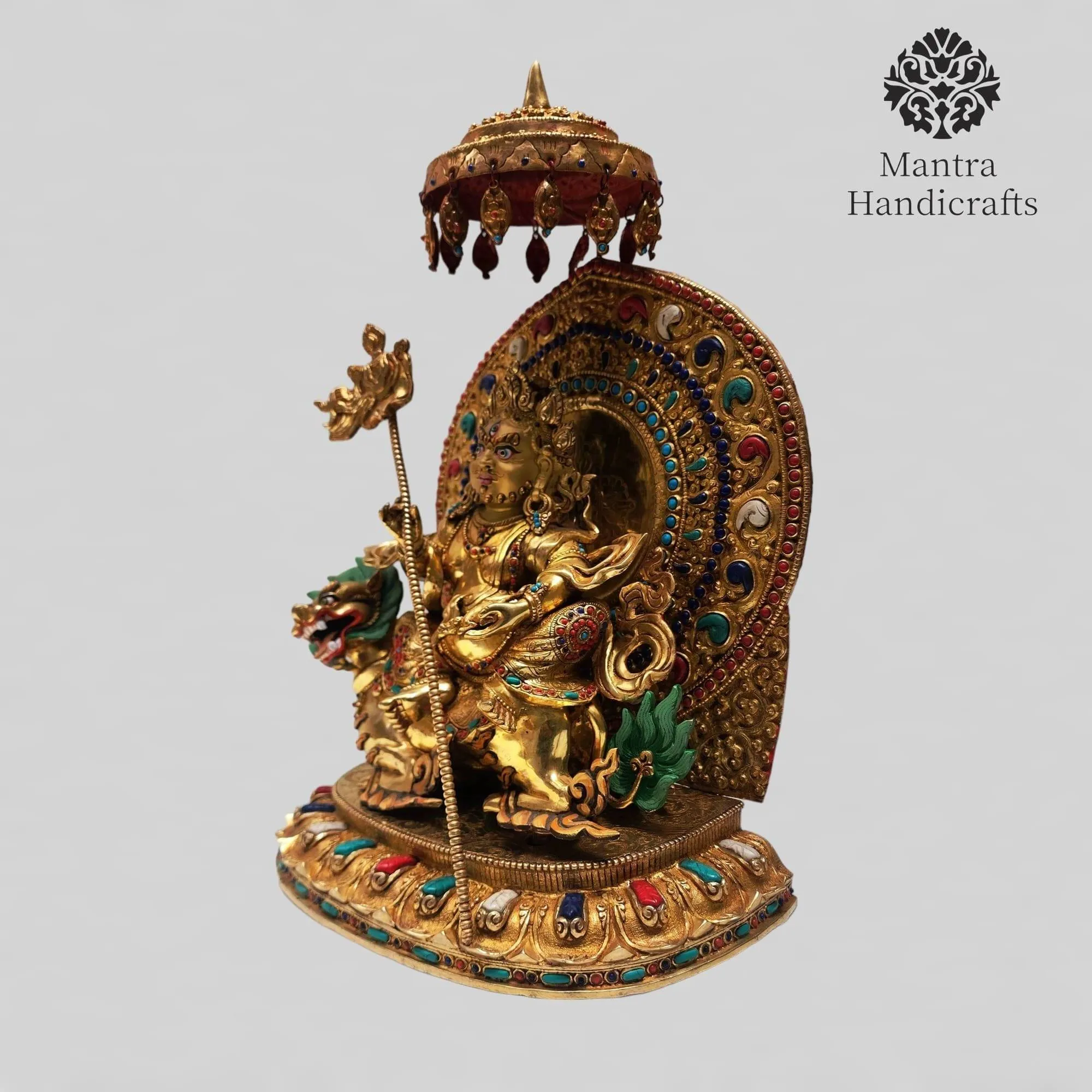 Tibetan Statue of Singha Kuber | Jambhala Namtose On Throne - Image 6