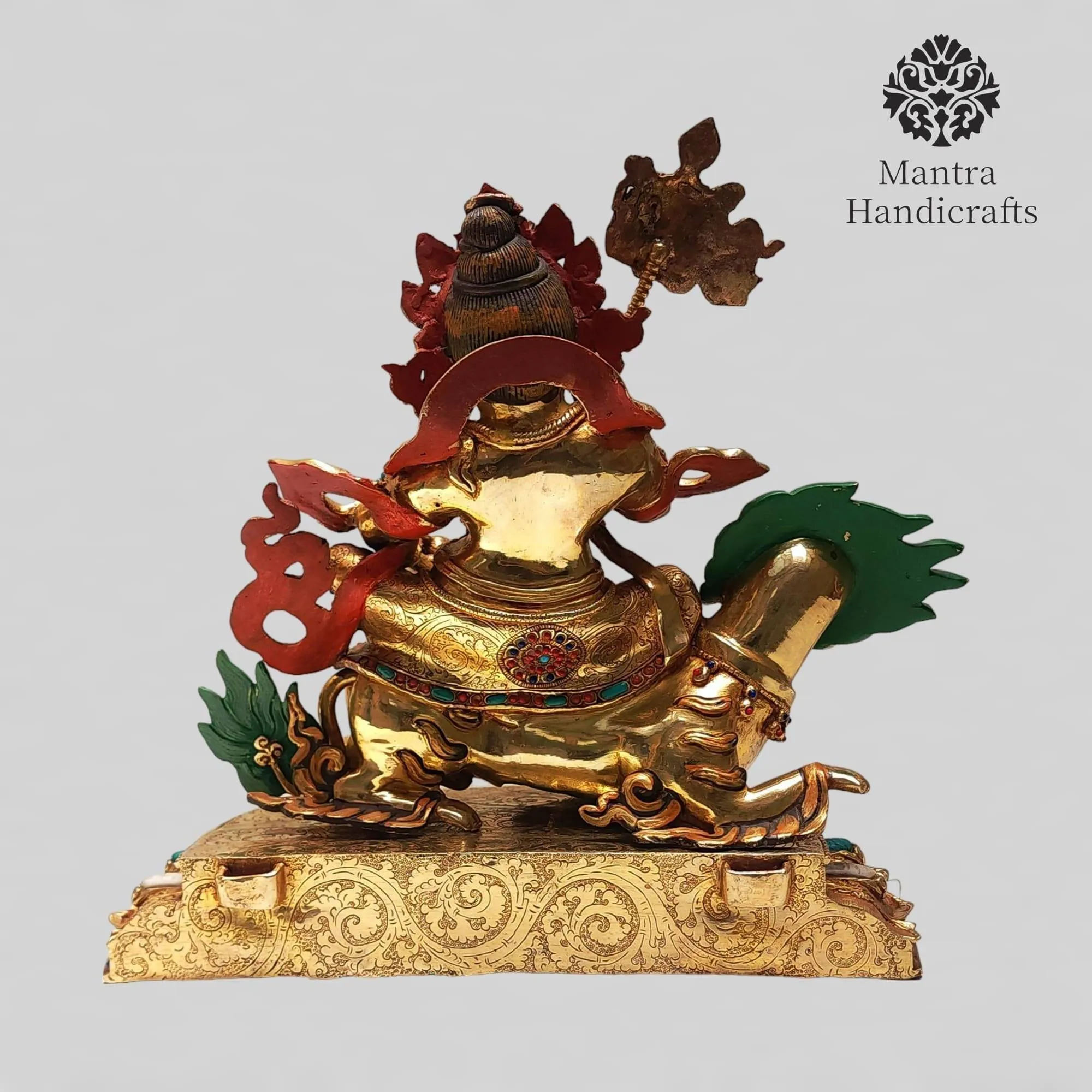 Tibetan Statue of Singha Kuber | Jambhala Namtose On Throne - Image 3