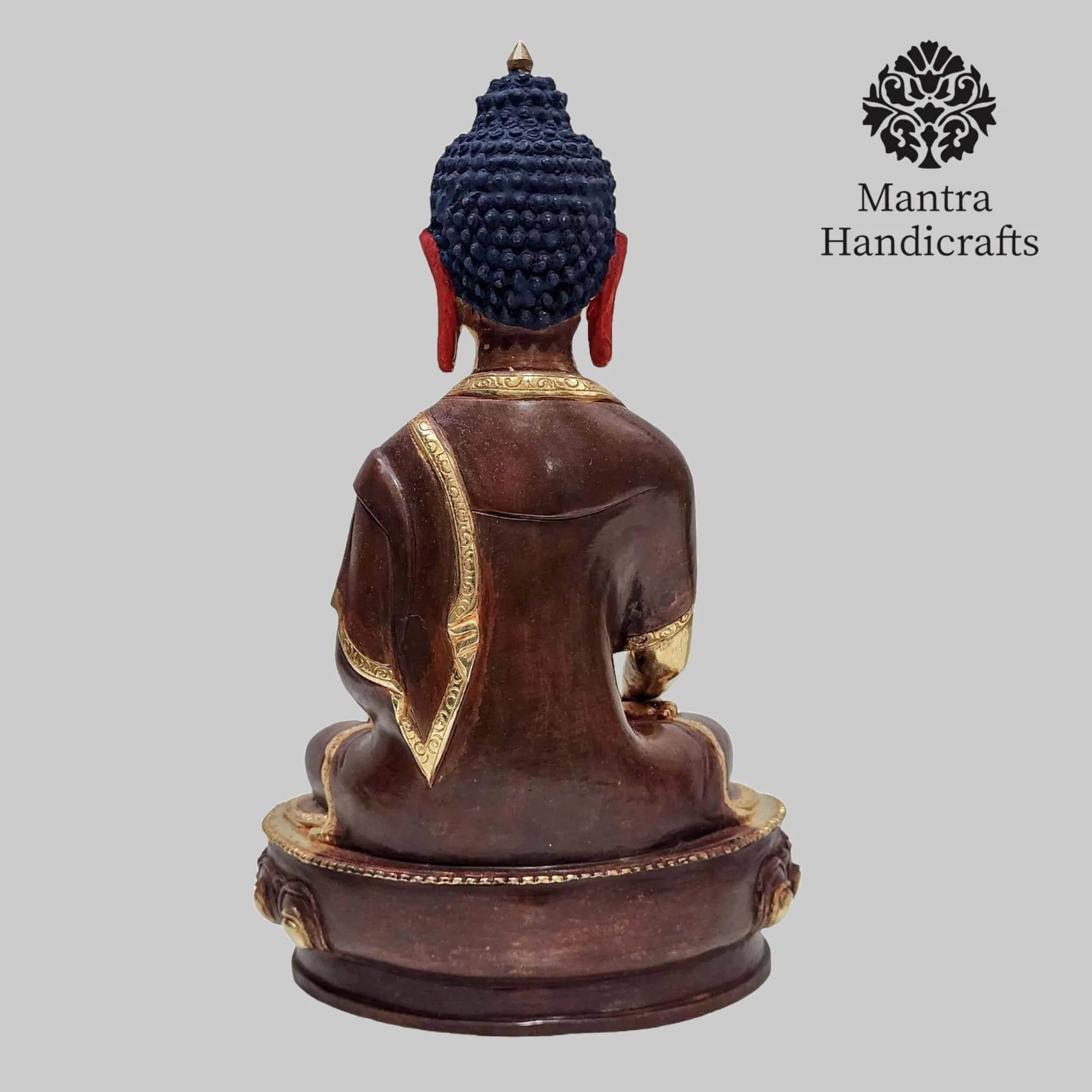 Shakyamuni Buddha Statue | 24K Gold Glided With Face Painted And Oxidized - Image 2