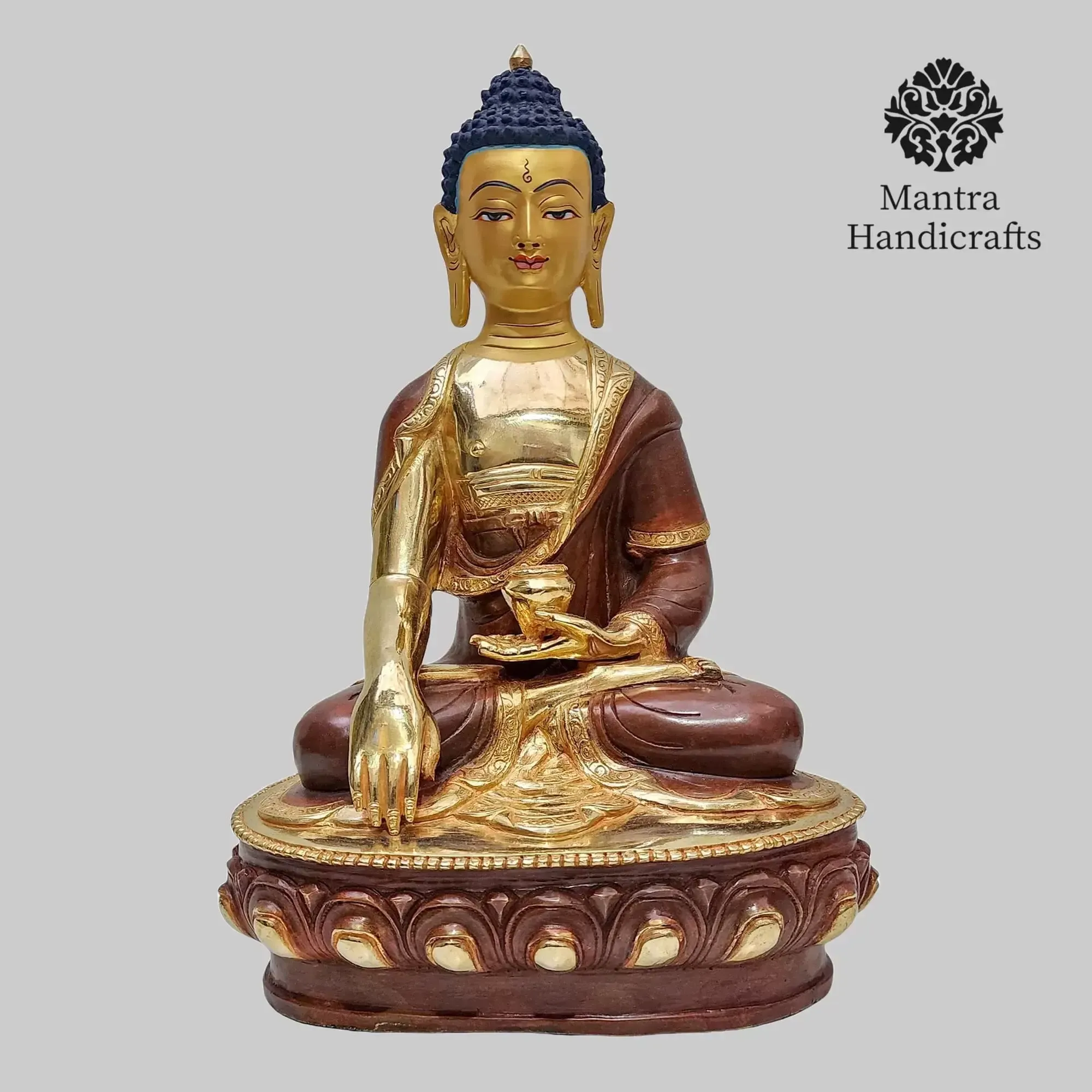 Shakyamuni Buddha Statue | 24K Gold Glided With Face Painted And Oxidized