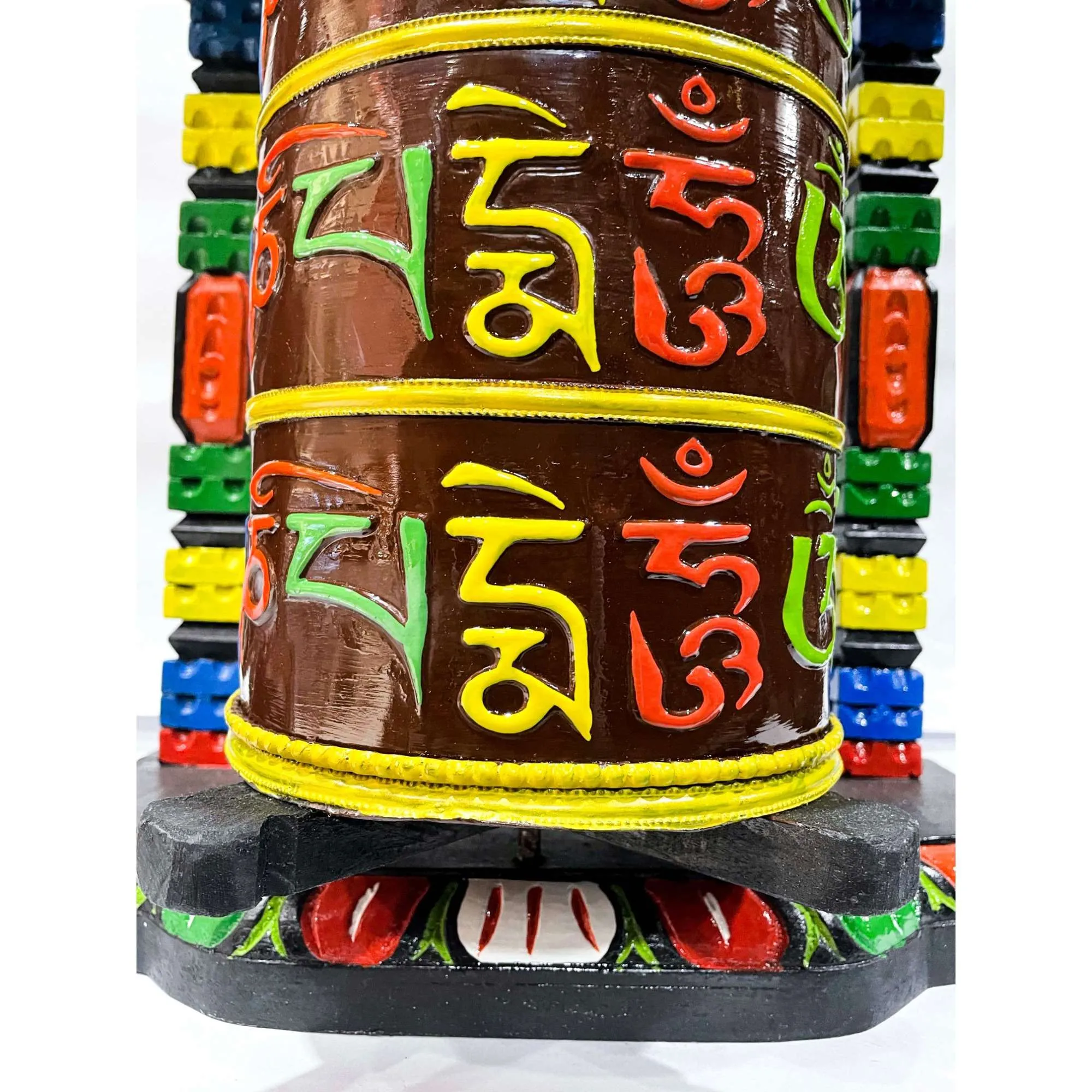 Copper Prayer Wheel With Wooden Frame - Image 3