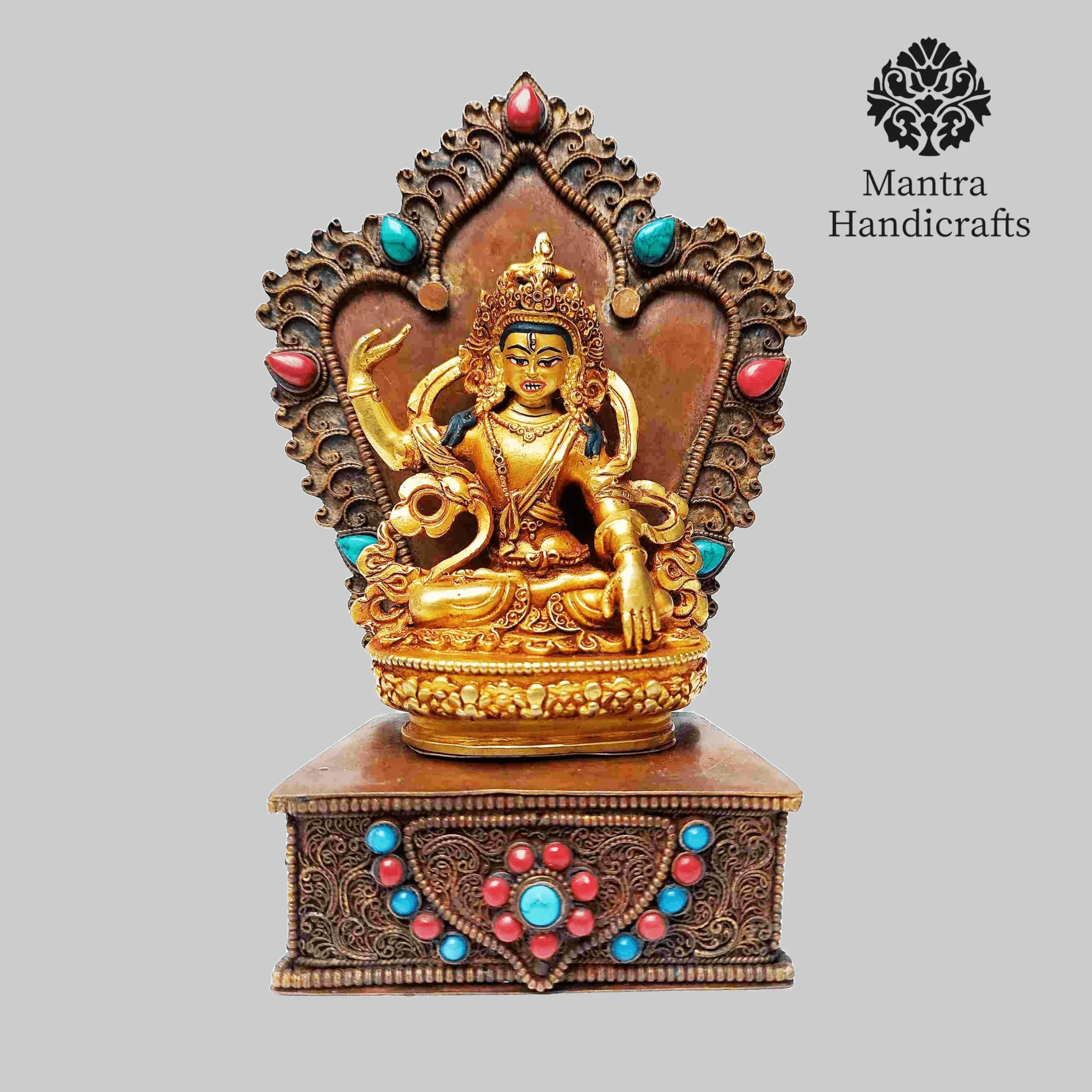 Green Tara Statue With Throne