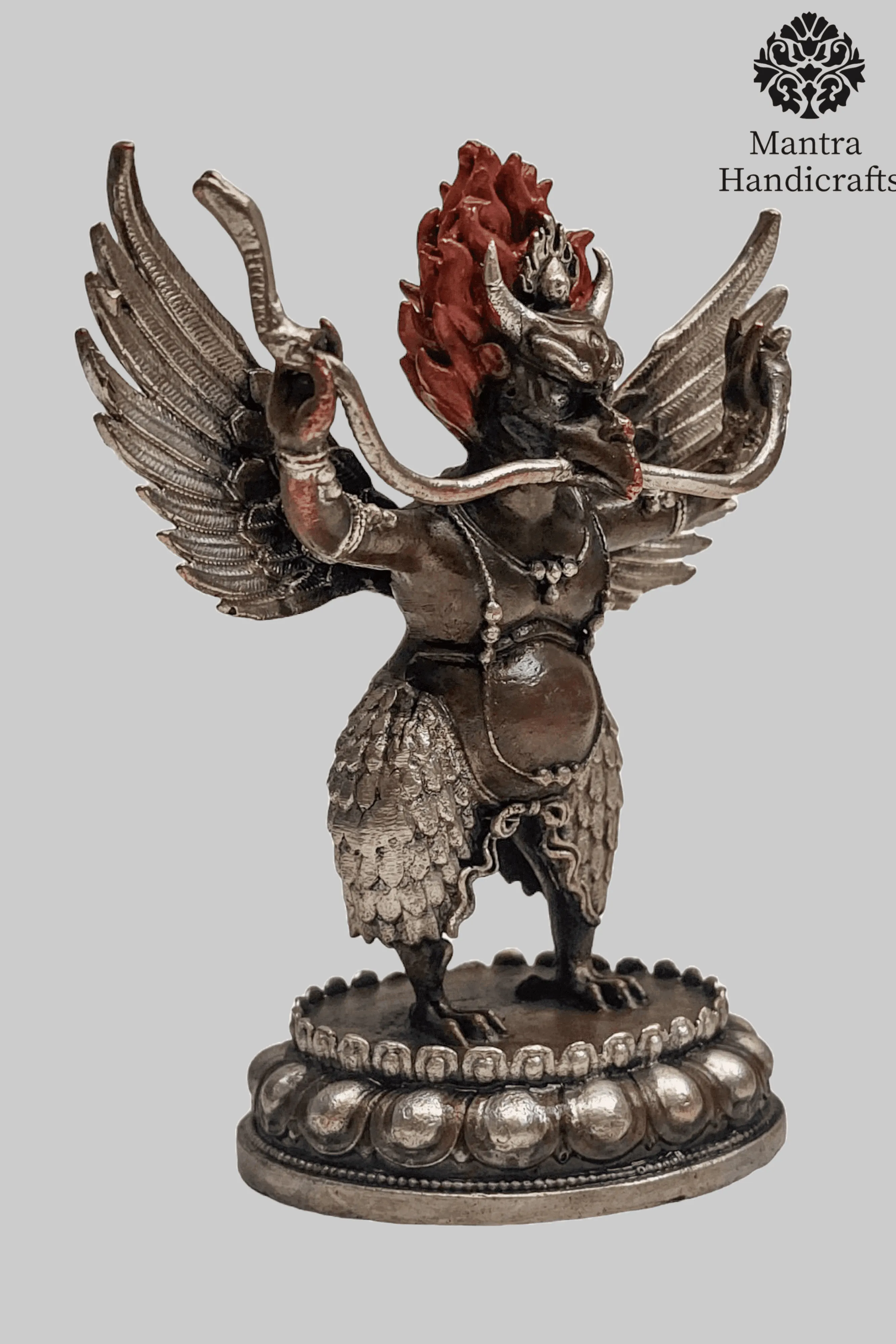 Garuda Statue | Silver And Chocolate Oxidized
