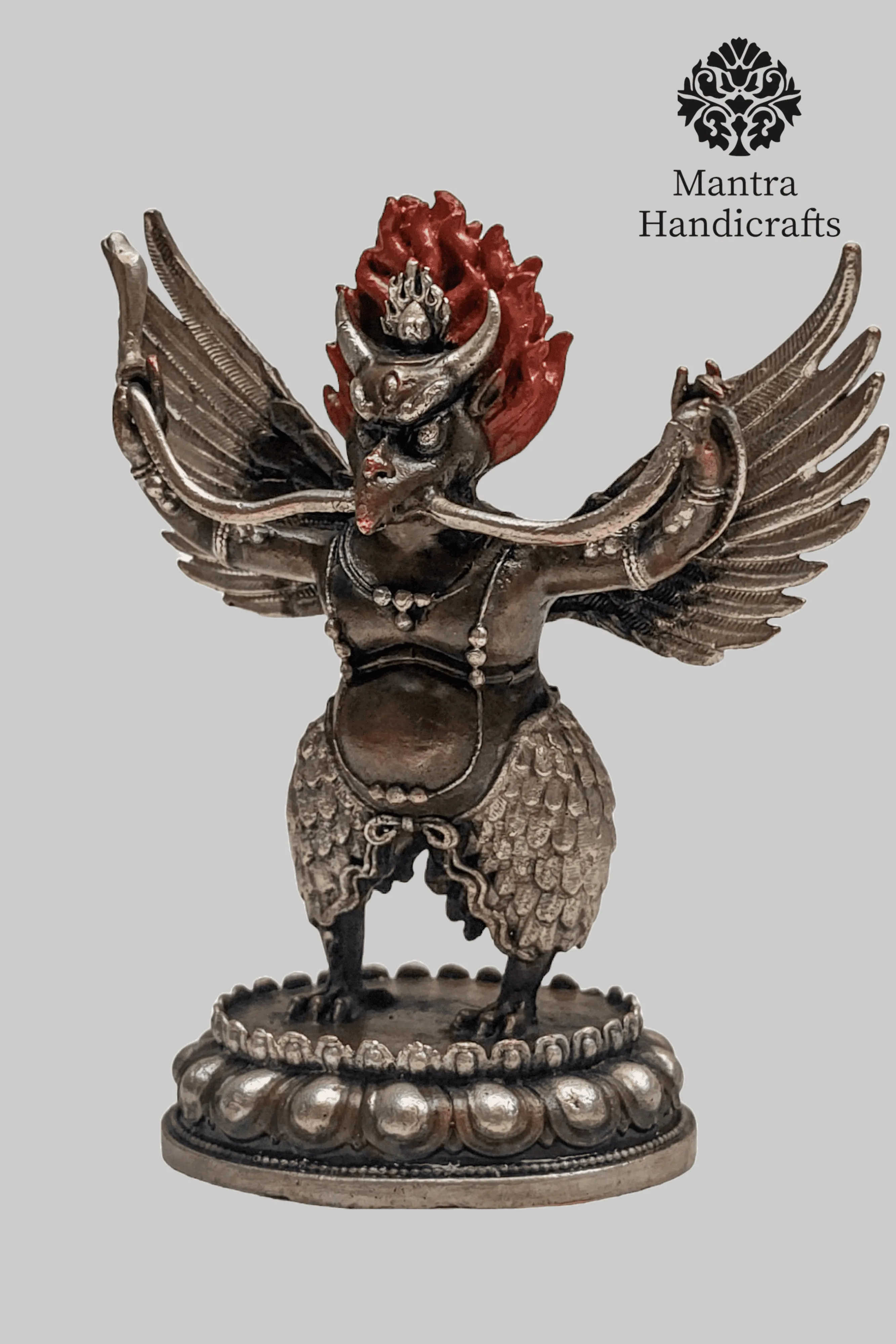 Garuda Statue | Silver And Chocolate Oxidized
