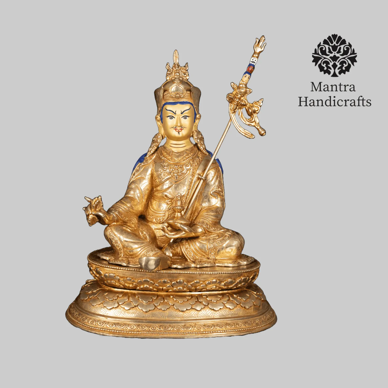 Guru Rinpoche Sculpture | 24K Full Gold Gilded