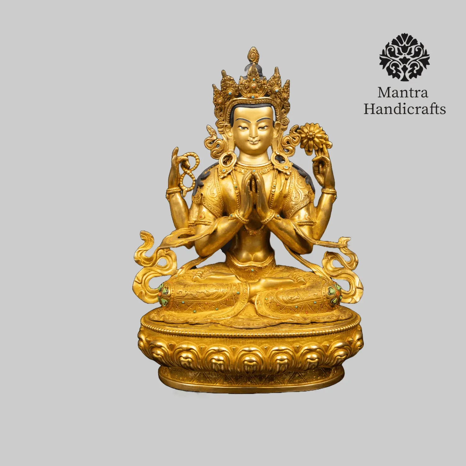 Tibetan Deity Chenrezig Statue | Four Armed Avalokiteshvara Statue