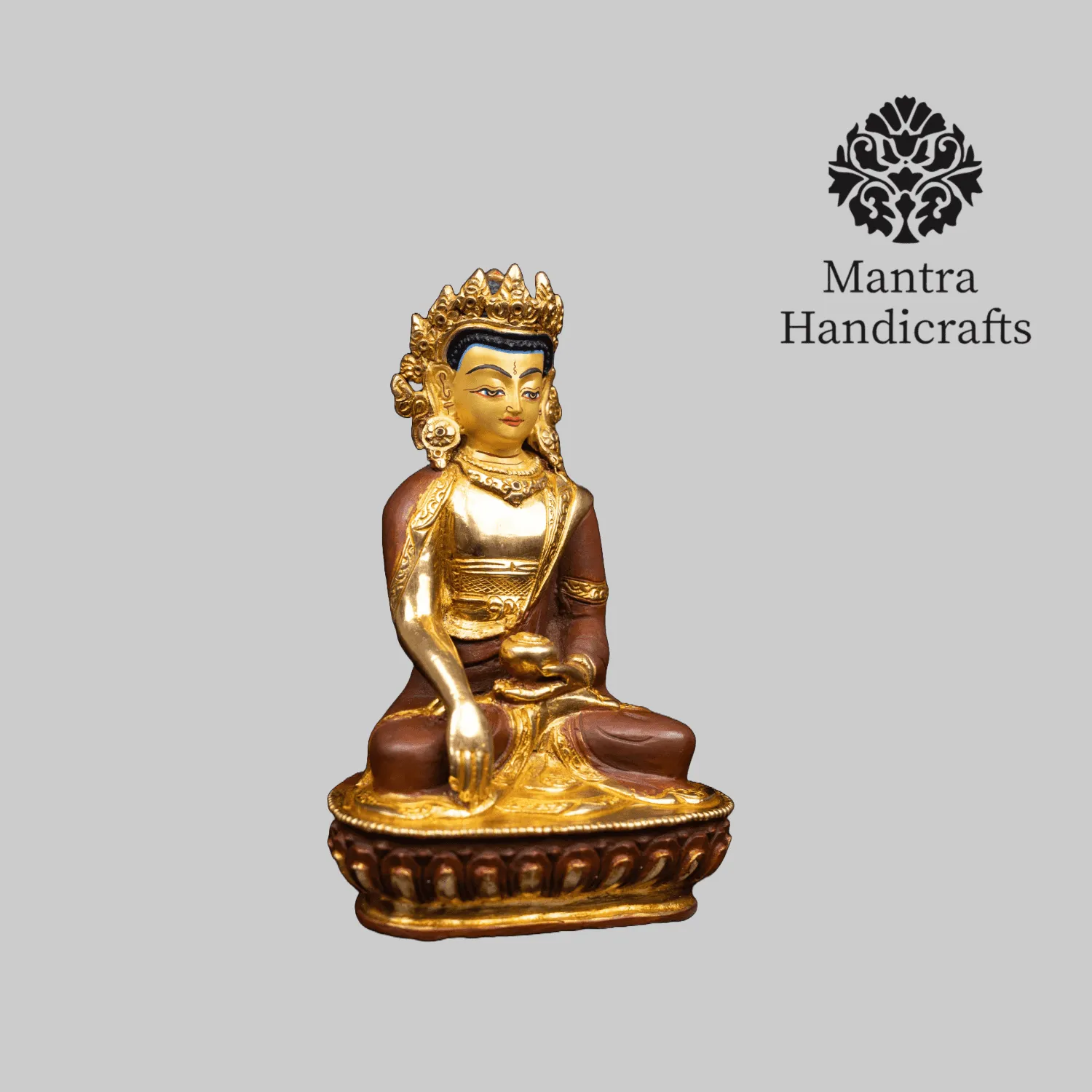 Crown Shakyamuni Buddha Statue | Plated in 24K Gold