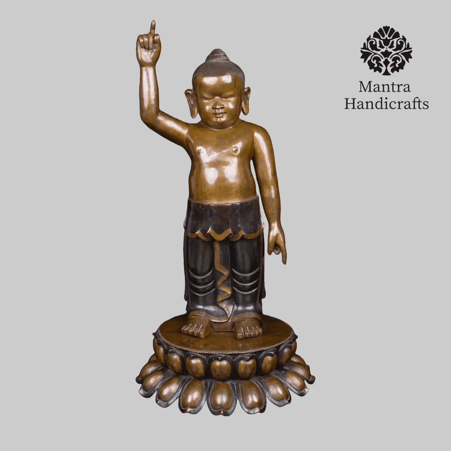 Standing Siddhartha Buddha Statue | Oxidized Copper Body