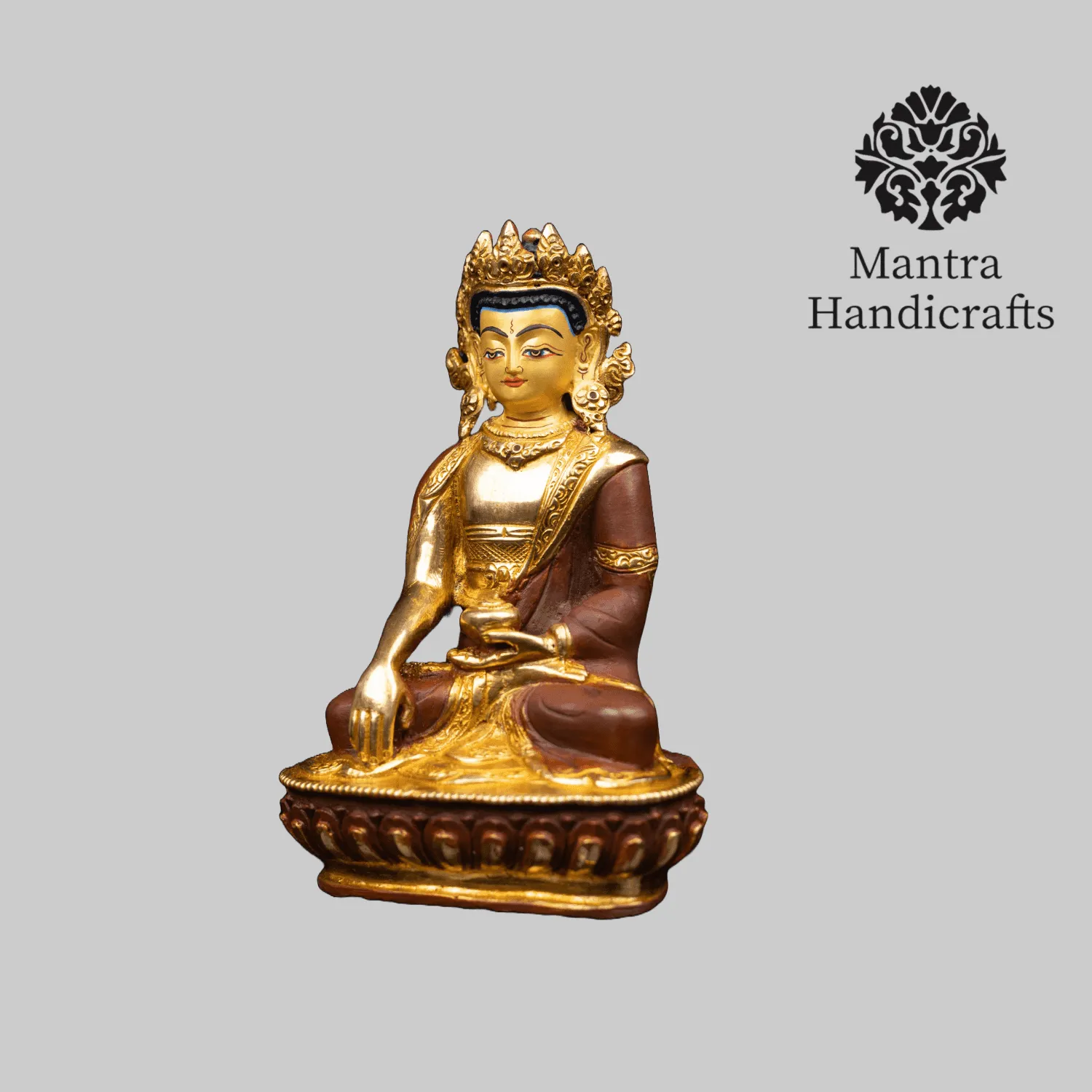 Crown Shakyamuni Buddha Statue | Plated in 24K Gold