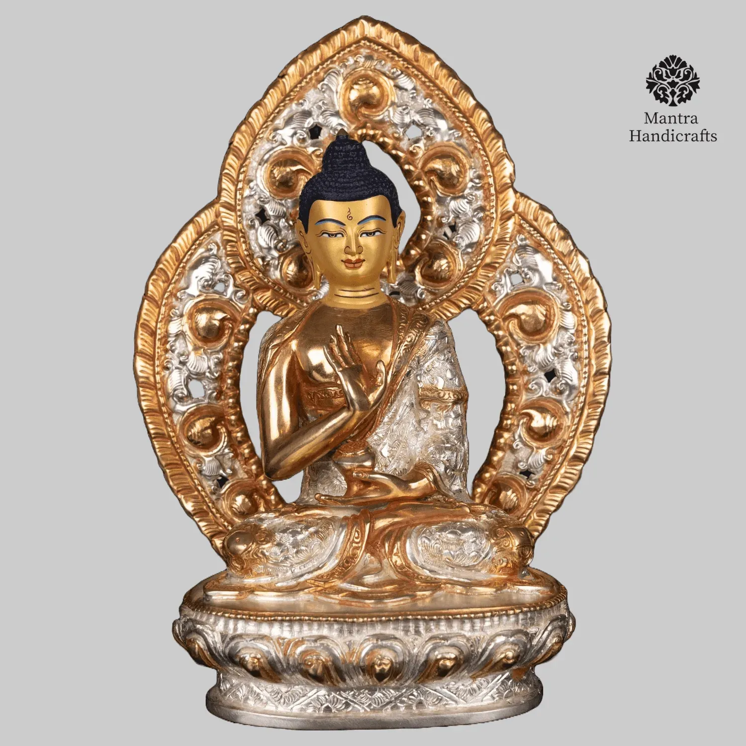 Amoga Siddhi Silver Plated Statue | Symbol of Fearlessness & Success