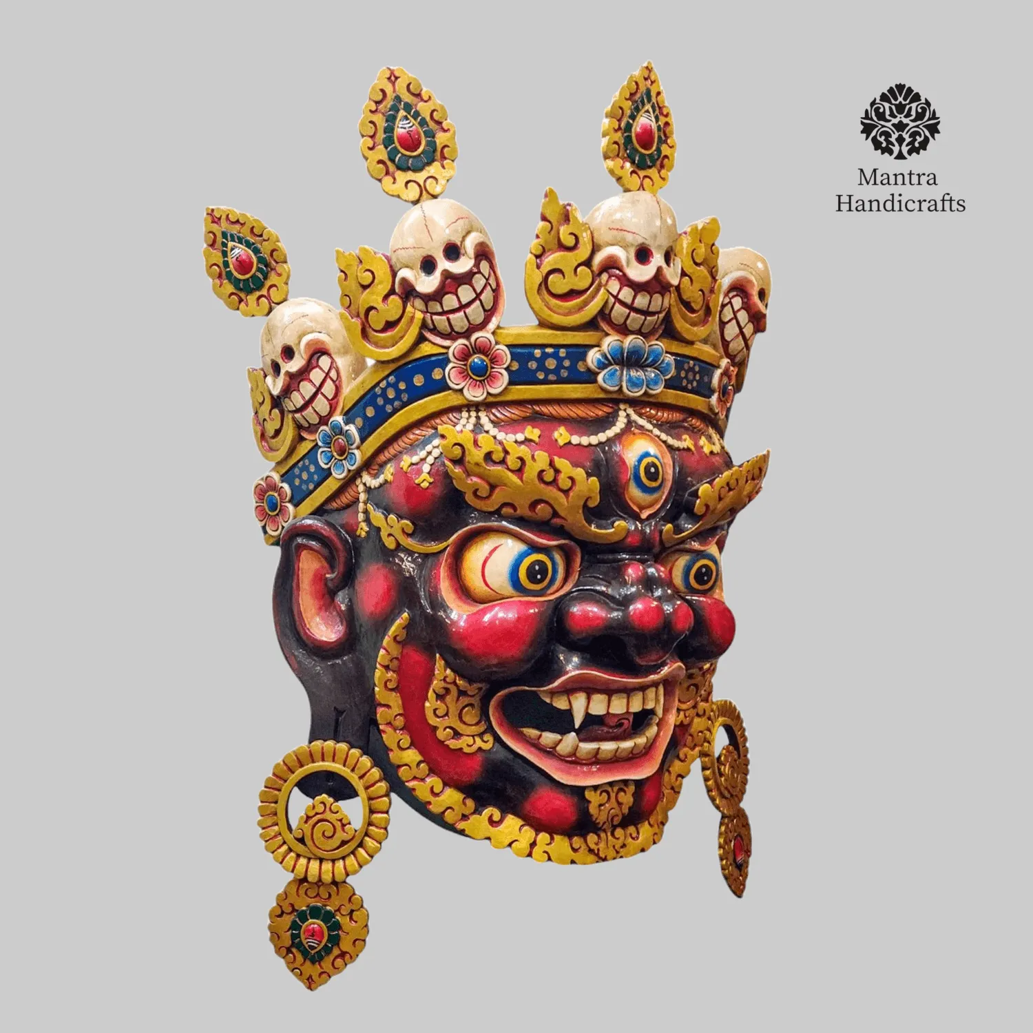 Handcrafted Bhairav Wooden Mask | Unique Wall Decor 3 Handcrafted Bhairav Wooden Mask | Unique Wall Decor