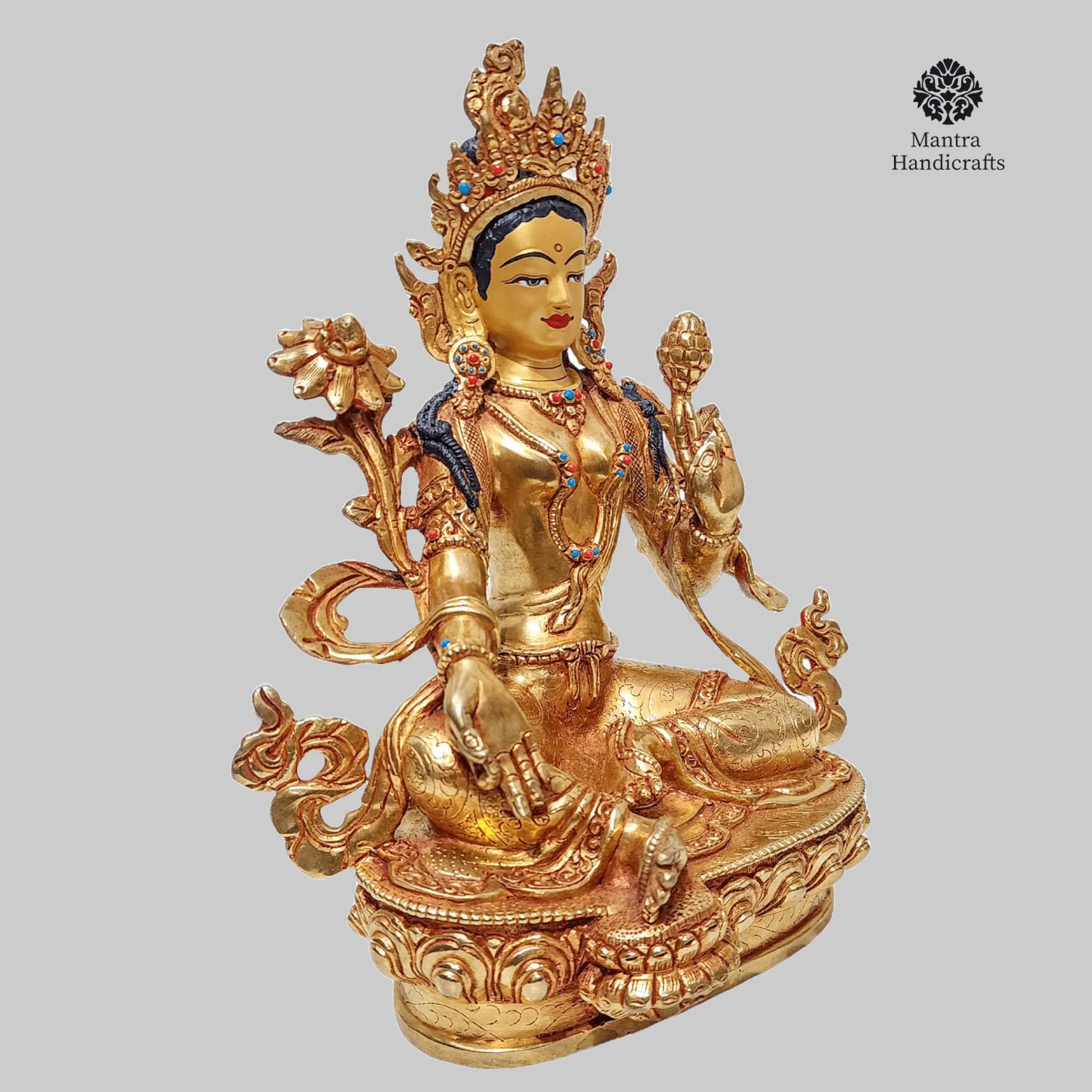 Handcrafted Green Tara Statue,Buddhist Goddess of Compassion