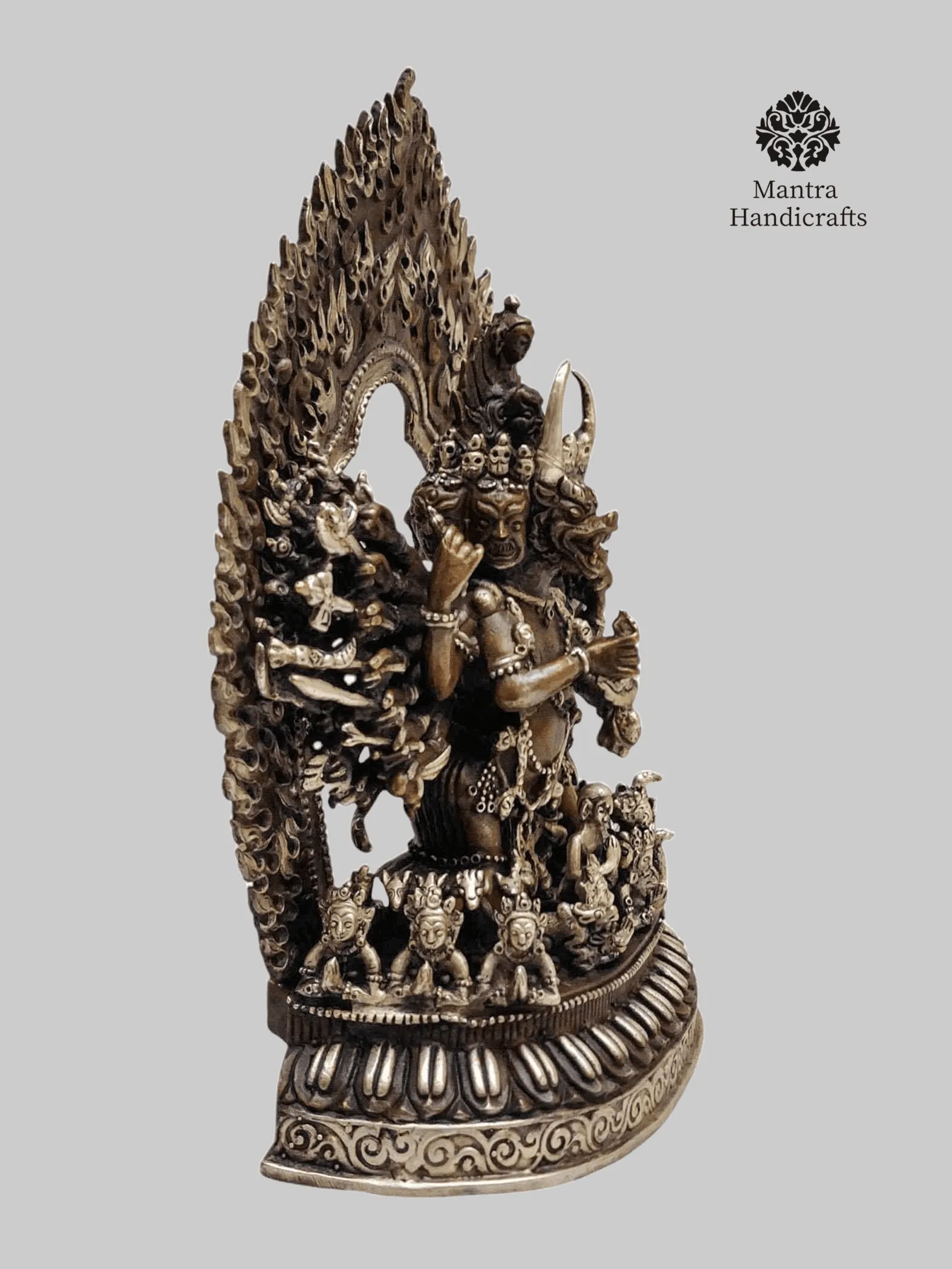 Yamantaka Statue | Handmade Buddhist Deity | Silver & Chocolate Oxidized Finish 3 Yamantaka Statue | Handmade Buddhist Deity | Silver & Chocolate Oxidized Finish