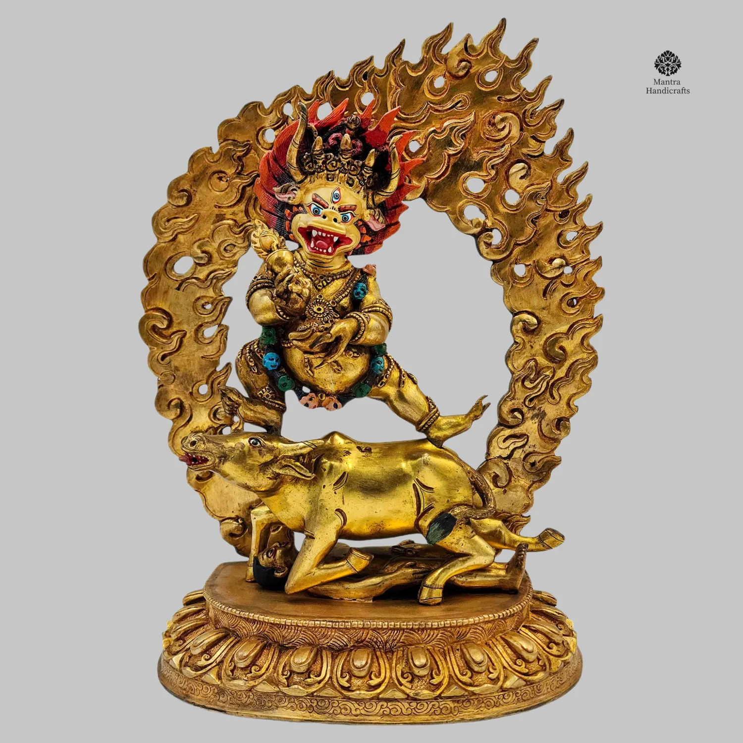 Yamantaka Statue | Handcrafted Gold-Plated Wrathful Deity