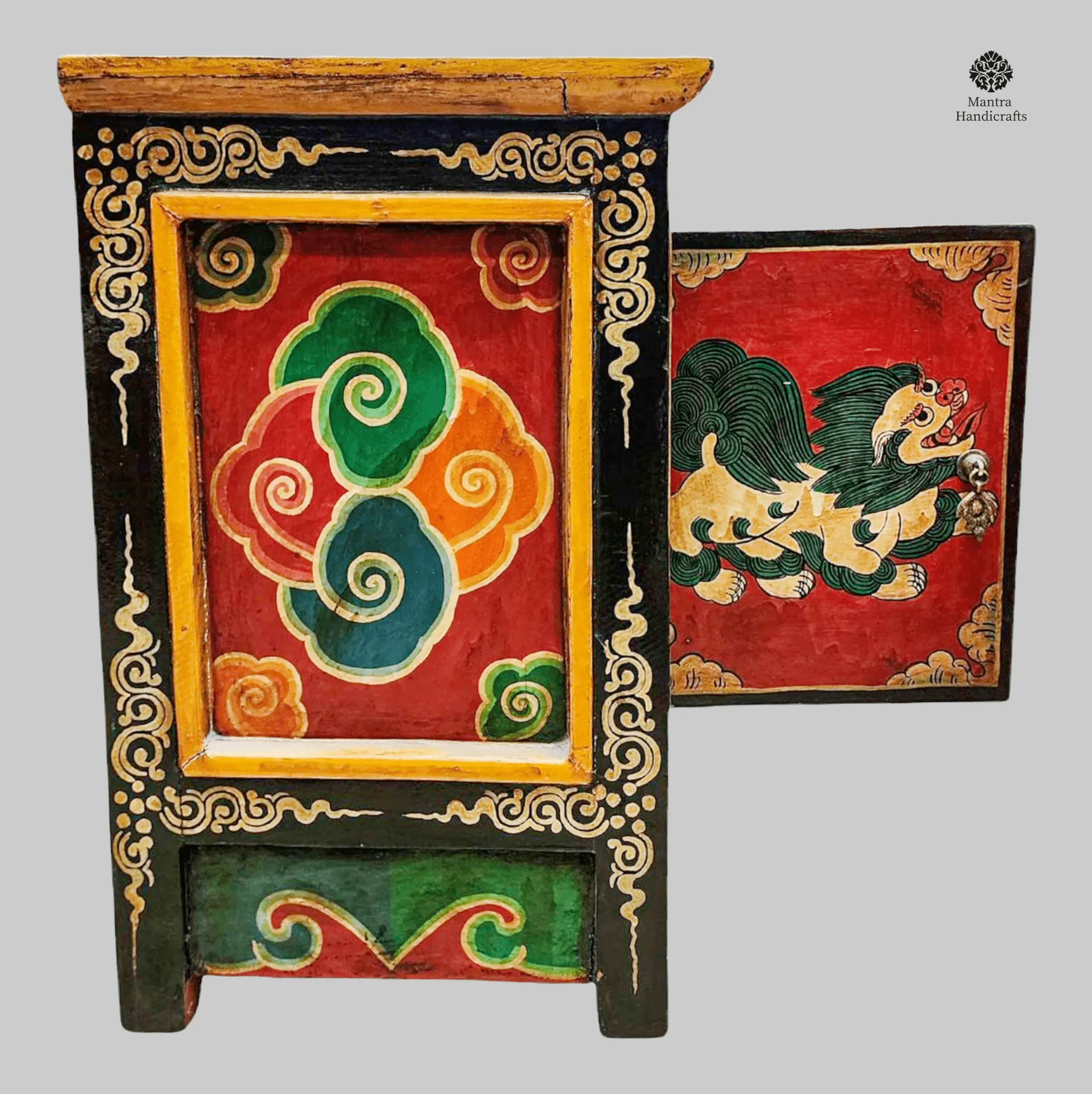 Tibetan 4 Door Snow Lion Cabinet