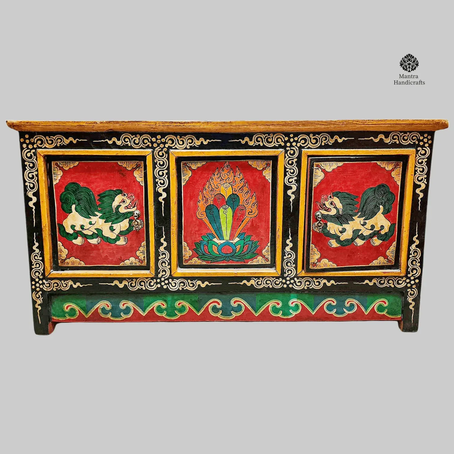 Tibetan 4 Door Snow Lion Cabinet