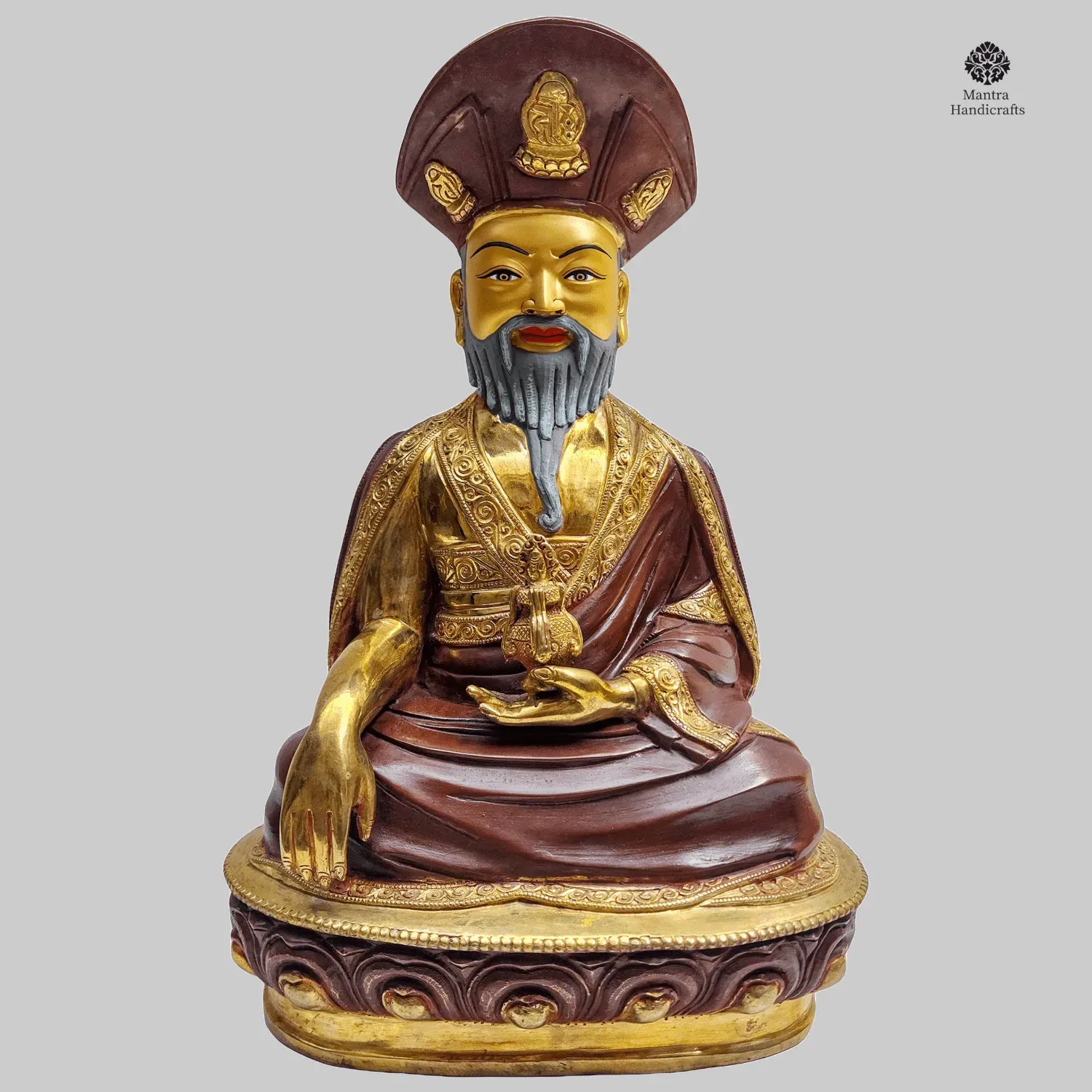 4th Zhabdrung Rinpoche Statue | Handmade, Gold-Plated, Face Painted