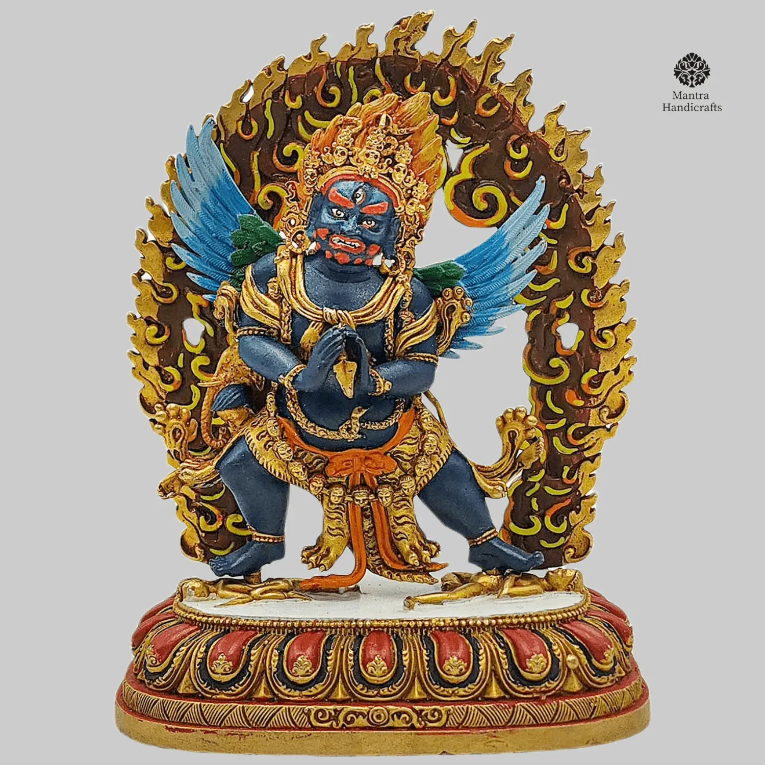 Black Mahakala Miniature Statue | Hand-Painted Thangka Color Finish