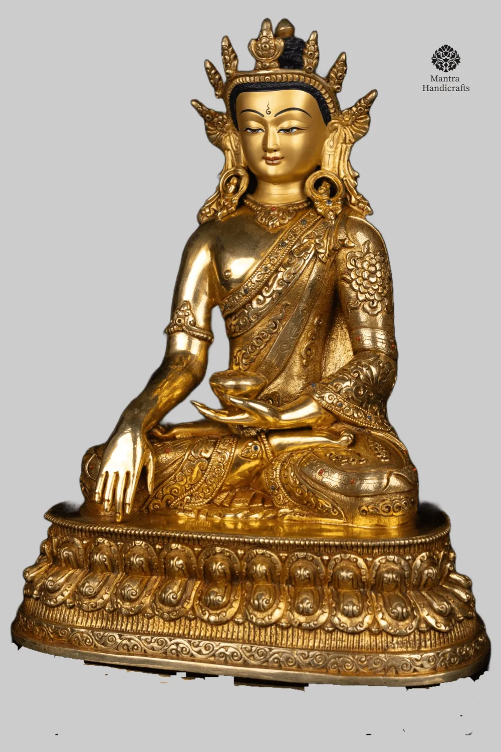 Shakyamuni Buddha Crowned | 24K Gold on Copper Statue 2 Shakyamuni Buddha Crowned | 24K Gold on Copper Statue