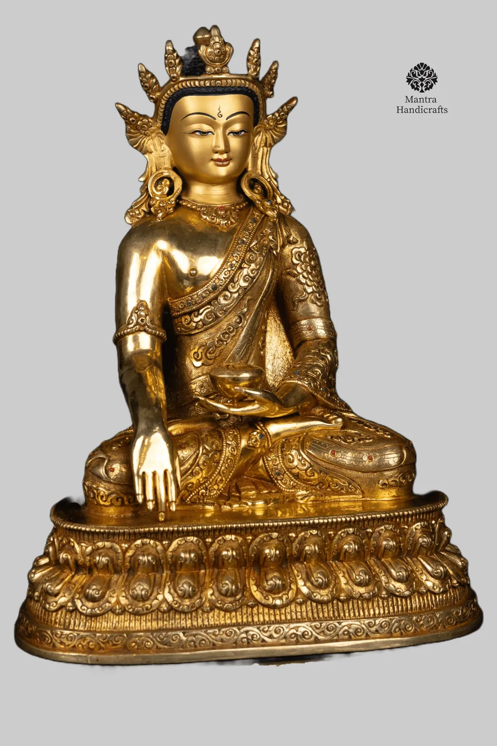 Shakyamuni Buddha Crowned | 24K Gold on Copper Statue 3 Shakyamuni Buddha Crowned | 24K Gold on Copper Statue