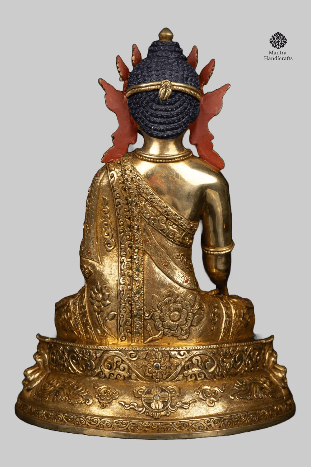 Shakyamuni Buddha Crowned | 24K Gold on Copper Statue 4 Shakyamuni Buddha Crowned | 24K Gold on Copper Statue