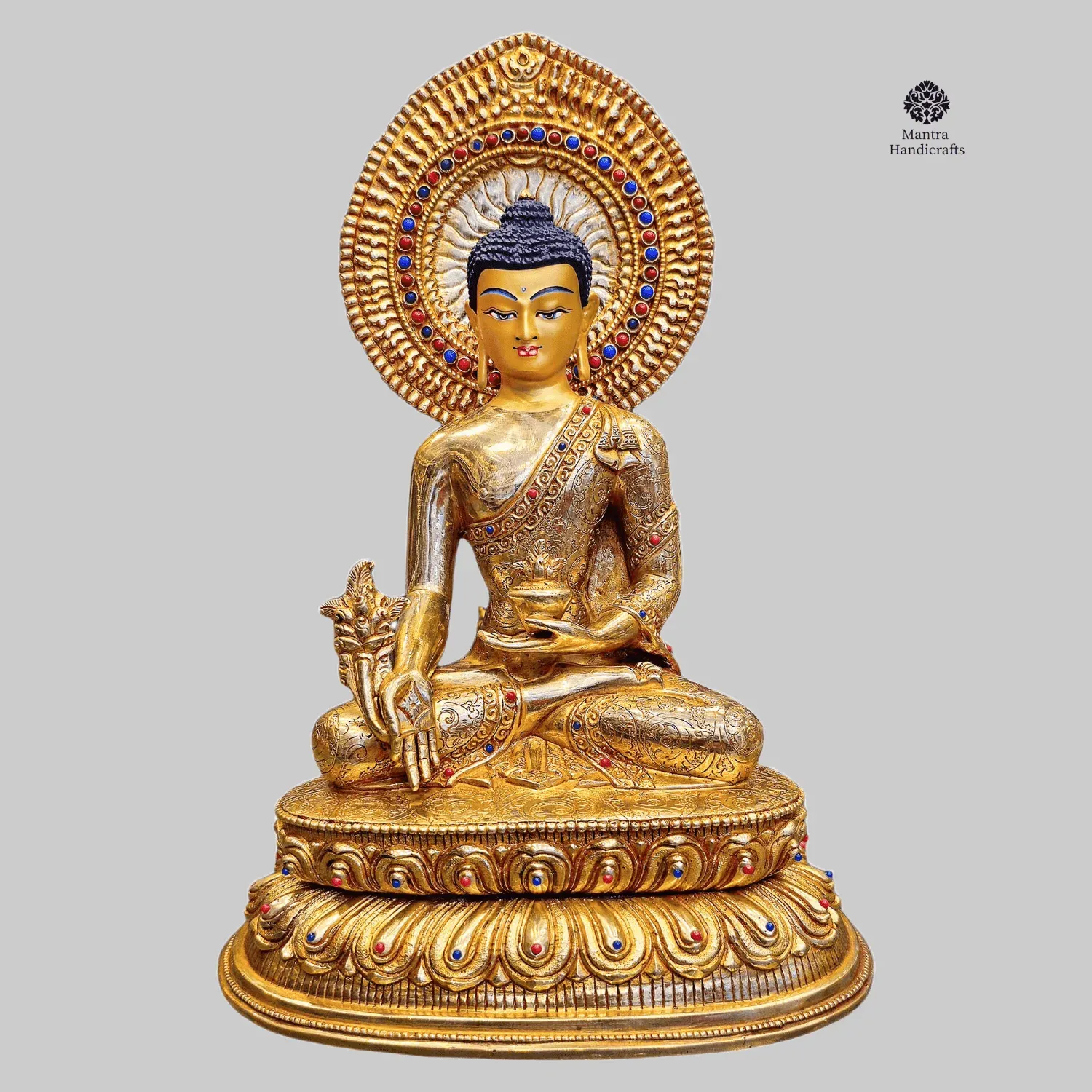 24K Gold Gilded Medicine Buddha Statue