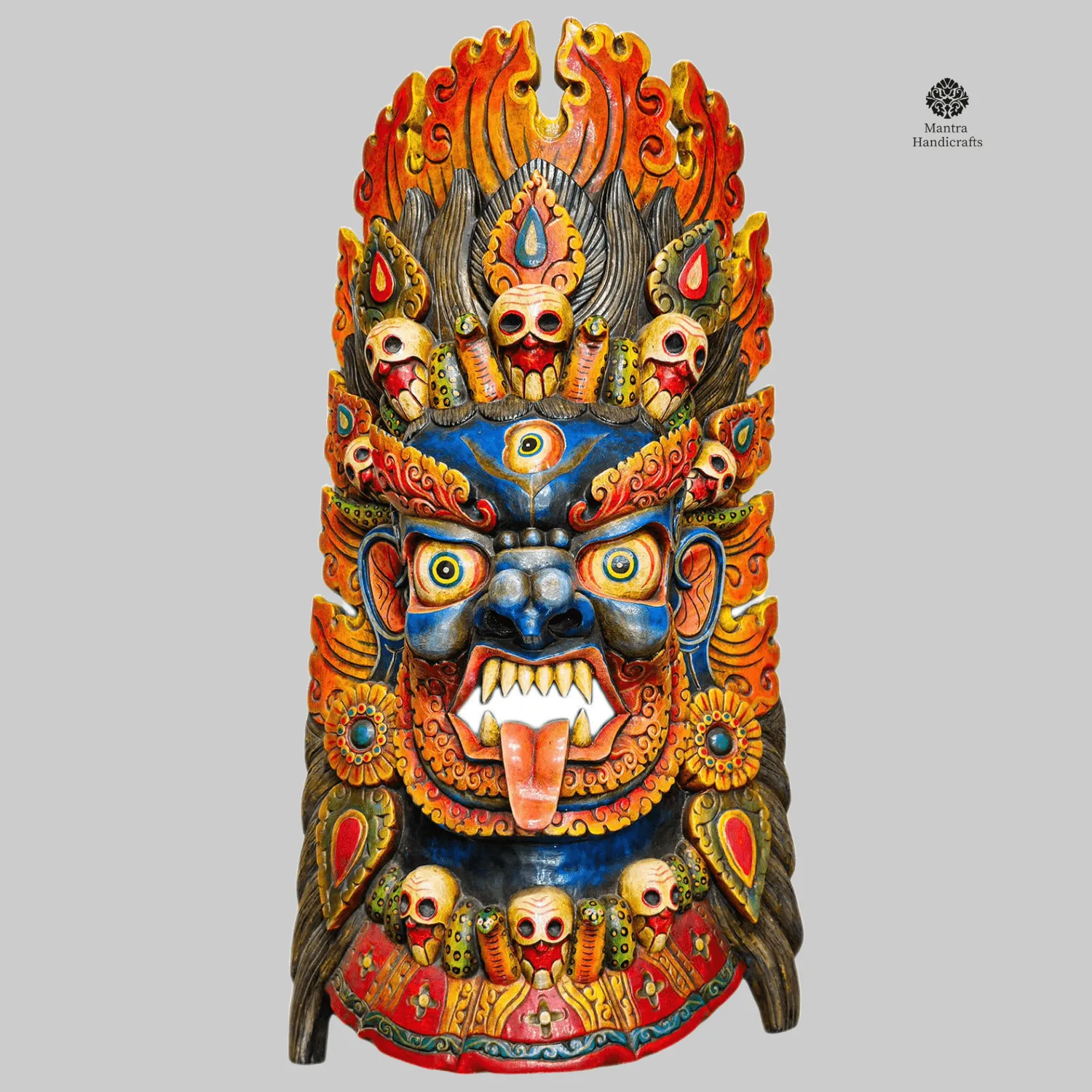 Bhairav Wooden Mask | Thangka Painted Wall Decor