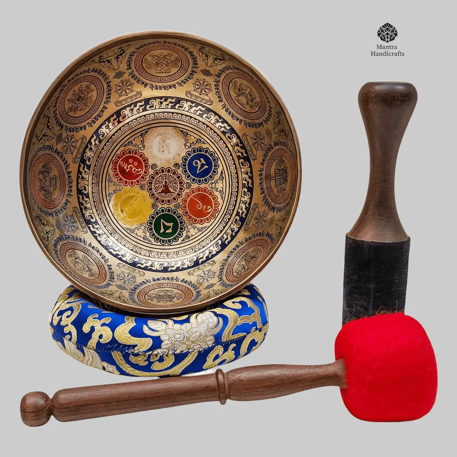 Chakra Carved Singing Bowl + Accessories