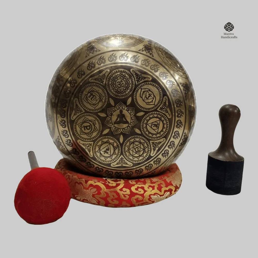 Jambati Buddha Foot Singing Bowl | Hand Beaten with Fine Etching & Accessories