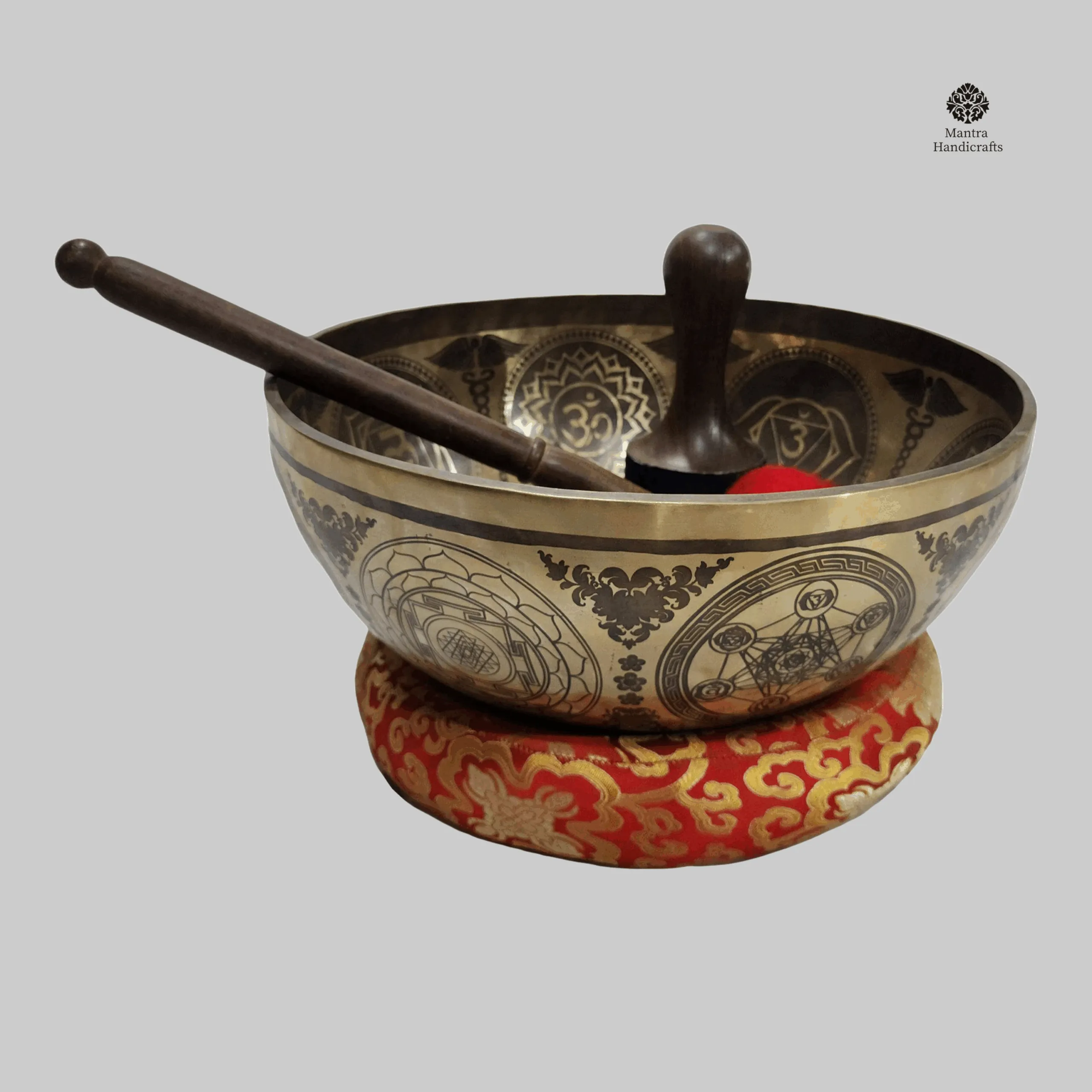 Jambati Buddha Foot Singing Bowl | Hand Beaten with Fine Etching & Accessories