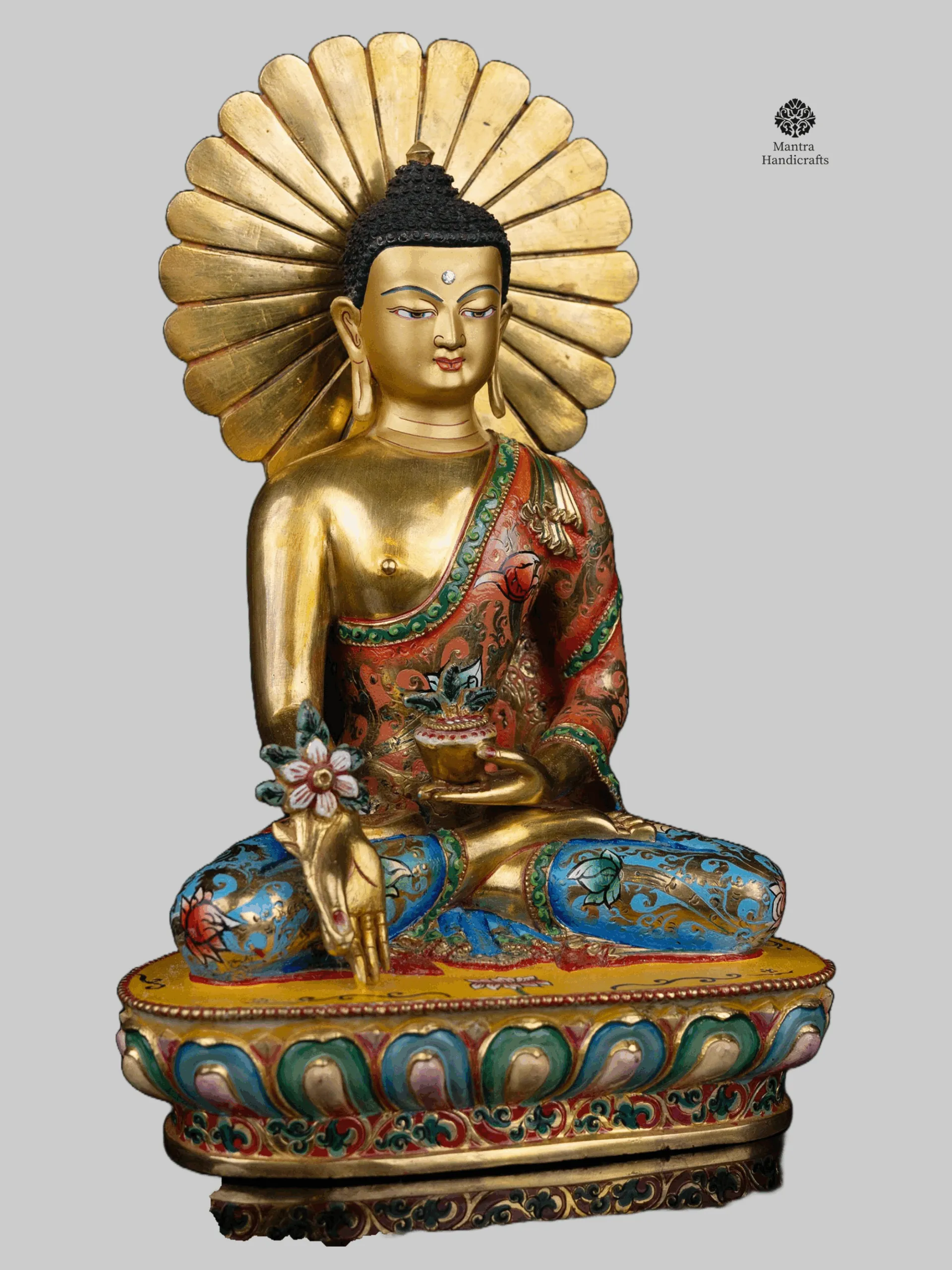 Medicine Buddha Statue | Thangka Colors & Painted Face 3 Medicine Buddha Statue | Thangka Colors & Painted Face