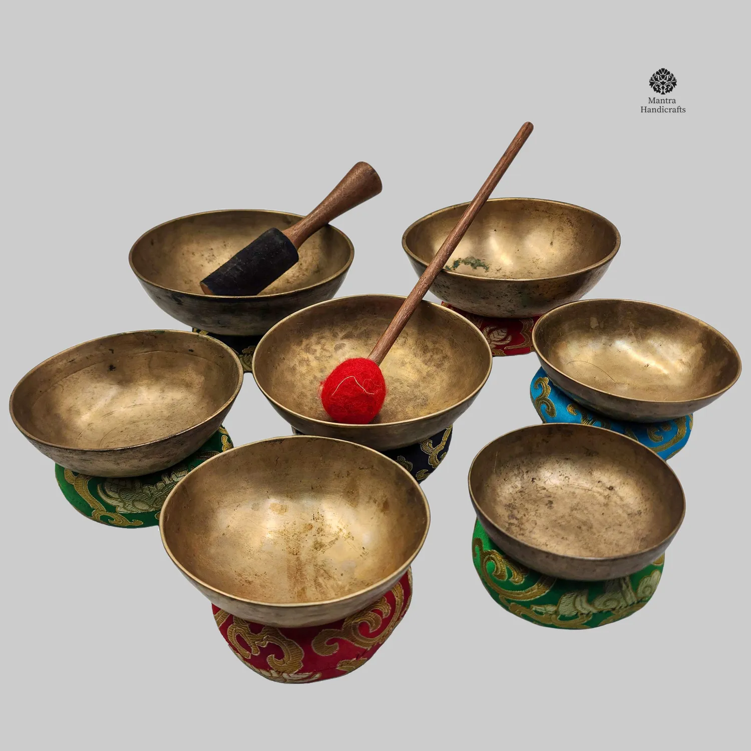 Rare 7 Chakra Bronze Singing Bowl Set | Octave 4 Manipuri