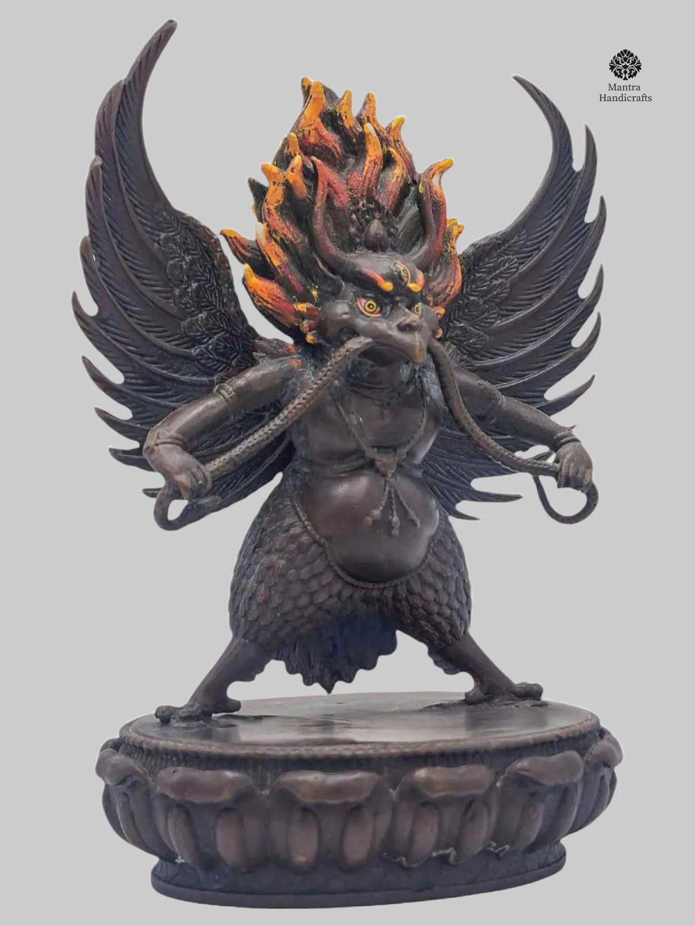 Garuda Buddhist Miniature Statue | Chocolate Oxidized Divine Protector 2 Garuda Buddhist Miniature Statue | Chocolate Oxidized Divine Protector