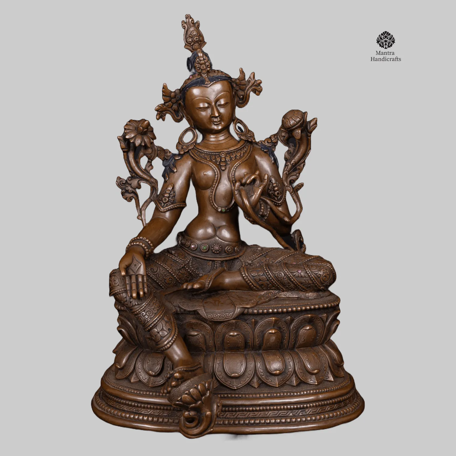 Green Tara Statue | Chocolate Oxidized Handmade Buddhist Deity