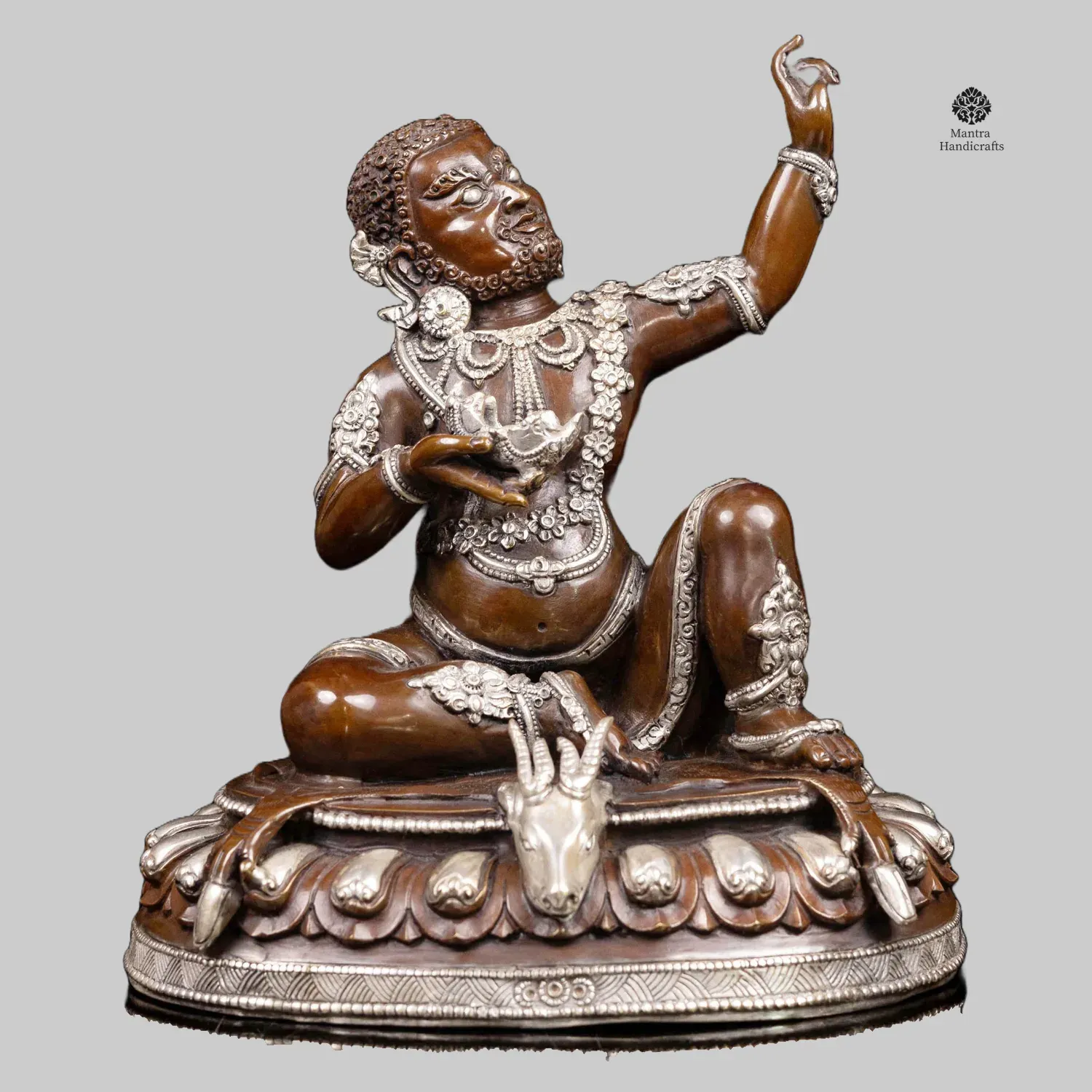 Milarepa Statue | Silver & Chocolate Finish | Symbol of Enlightenment