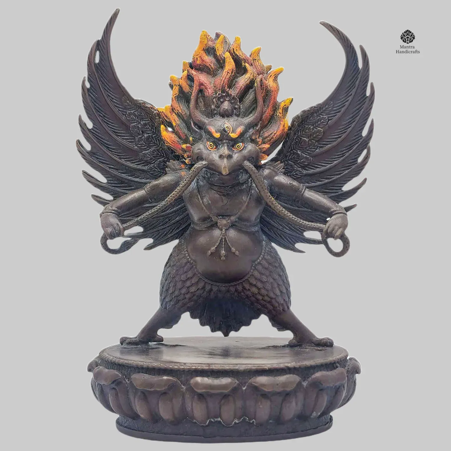 Garuda Buddhist Miniature Statue | Chocolate Oxidized Divine Protector