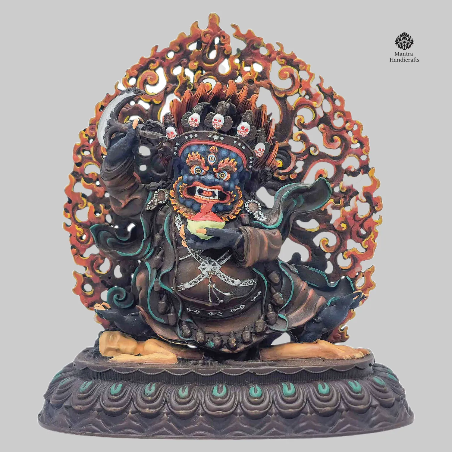 Mahakala Kajupa Mini Statue | Chocolate Oxidized | Thangka Color Finish