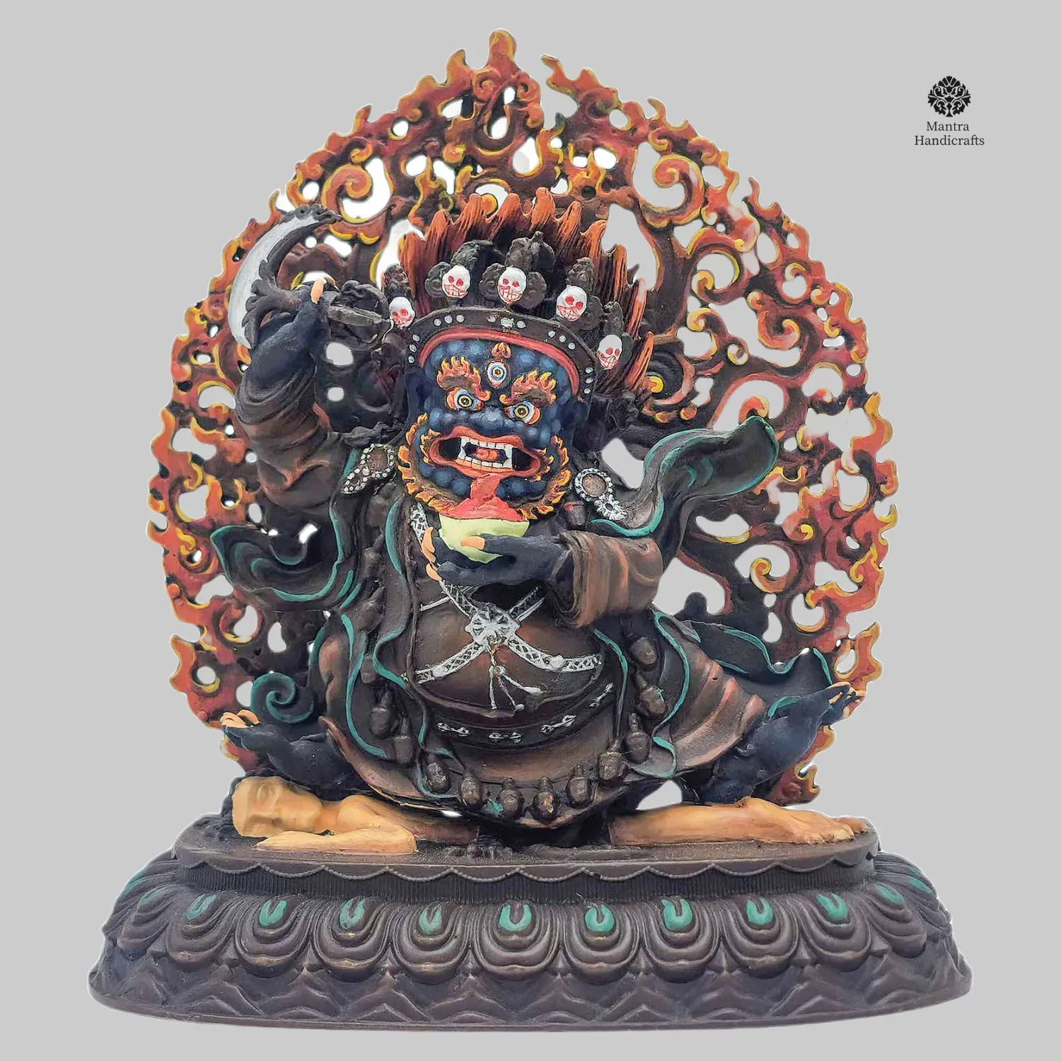 Mahakala Kajupa Mini Statue | Chocolate Oxidized | Thangka Color Finish