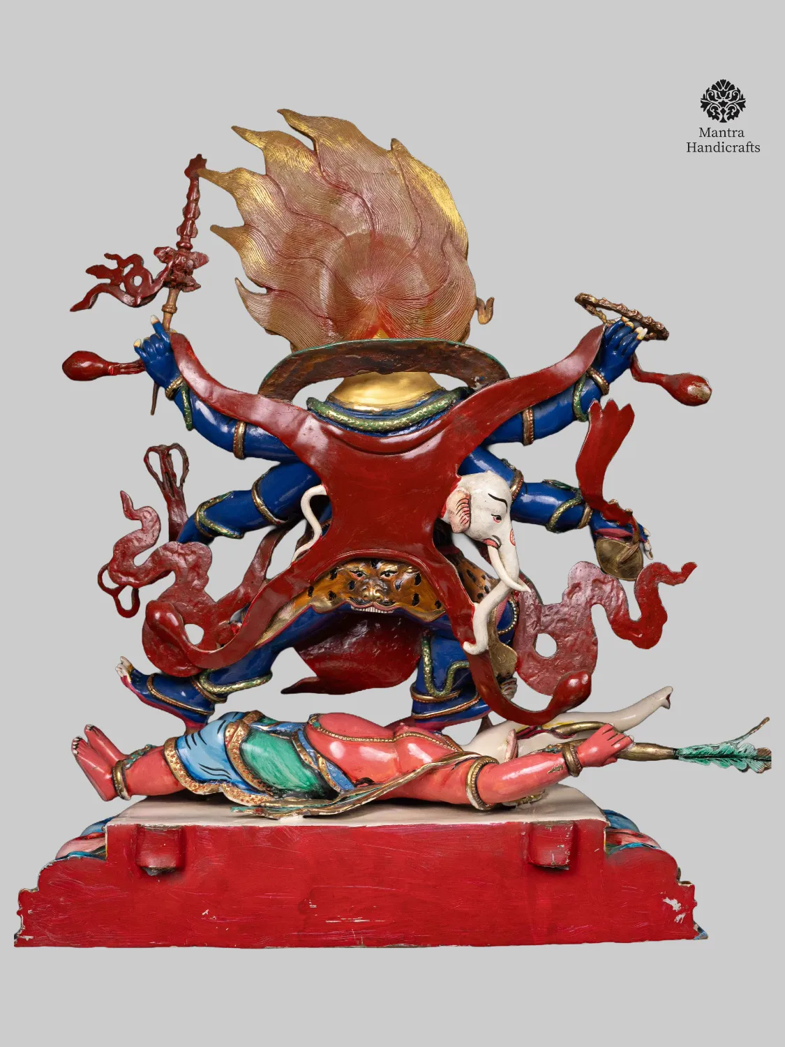 Six-Armed Mahakala Statue | Thangka Color Finish & 24K Gold Gilded 5 Six-Armed Mahakala Statue | Thangka Color Finish & 24K Gold Gilded