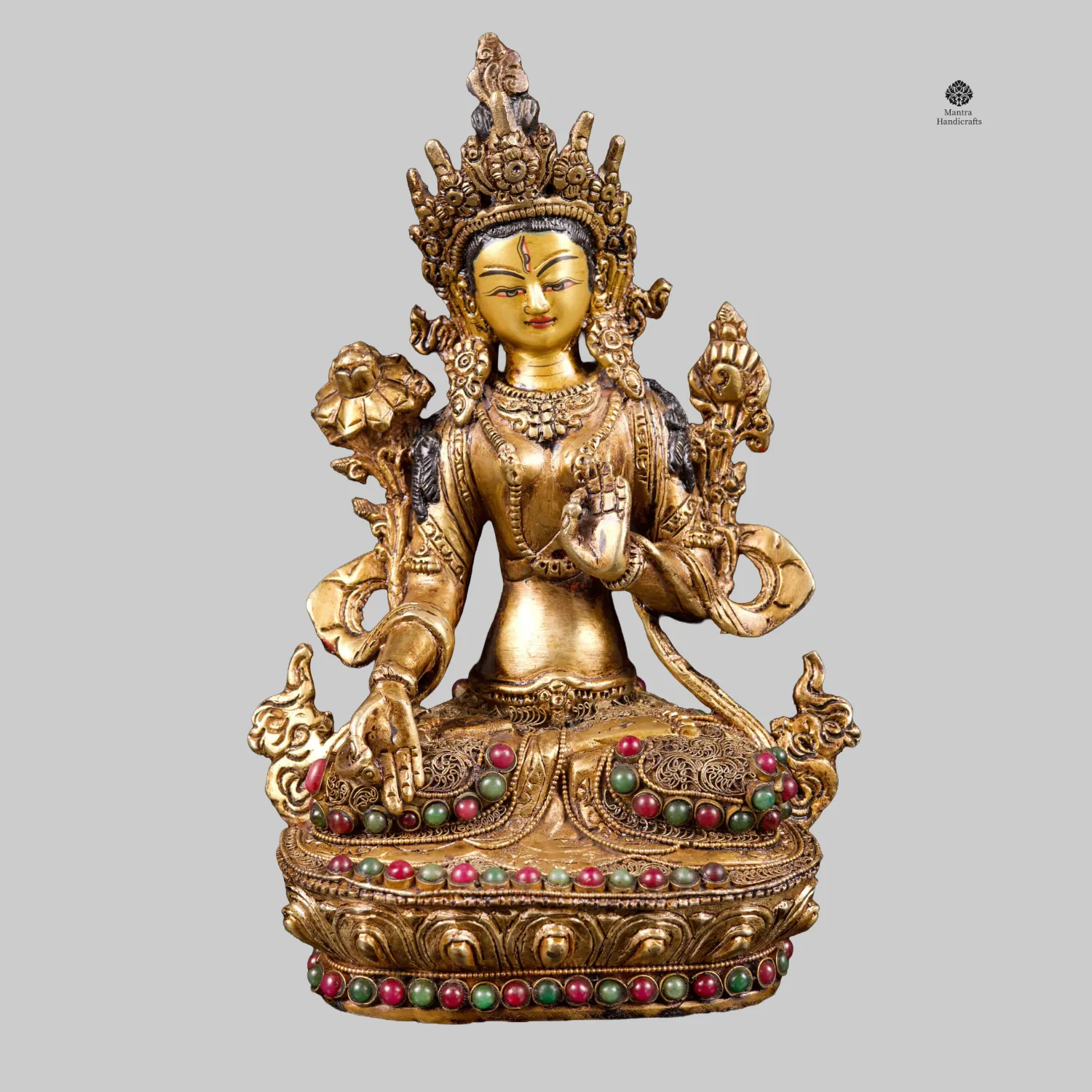 White Tara Statue | Gold Plated Goddess of Healing & Compassion