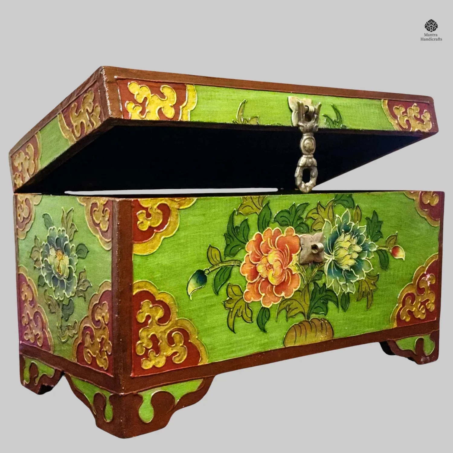 Buddhist Lotus Box | Traditional Tibetan Hand-Painted Art
