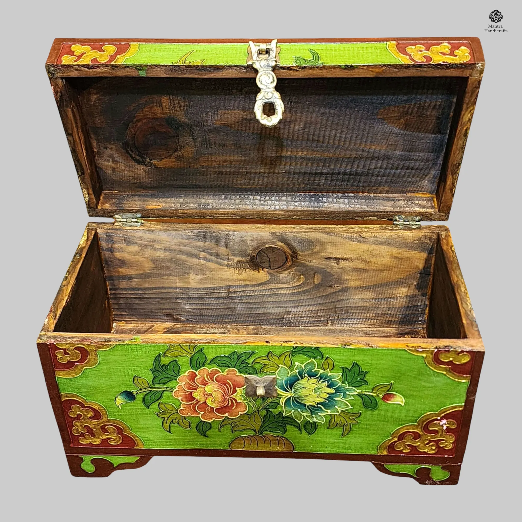 Buddhist Lotus Box | Traditional Tibetan Hand-Painted Art
