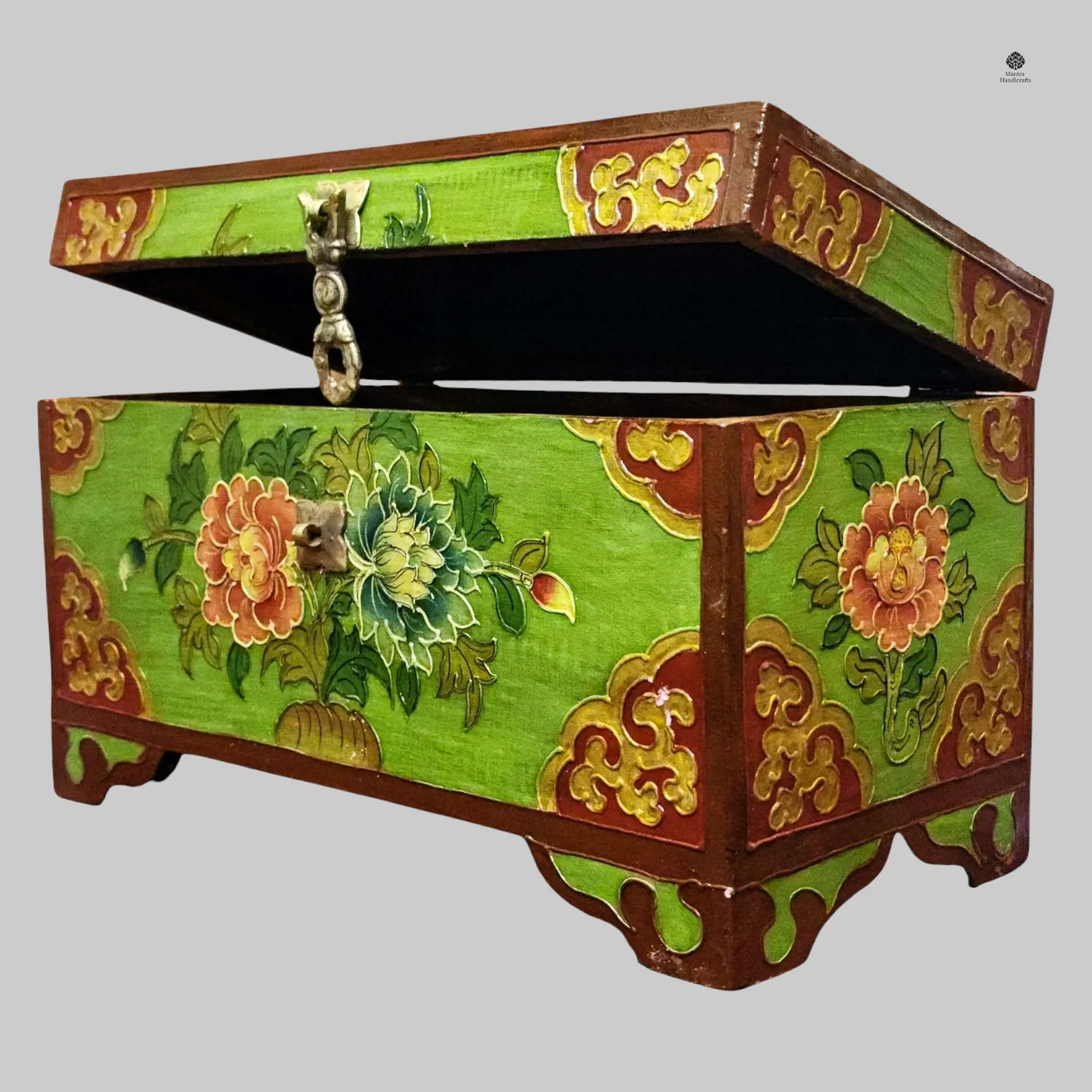 Buddhist Lotus Box | Traditional Tibetan Hand-Painted Art