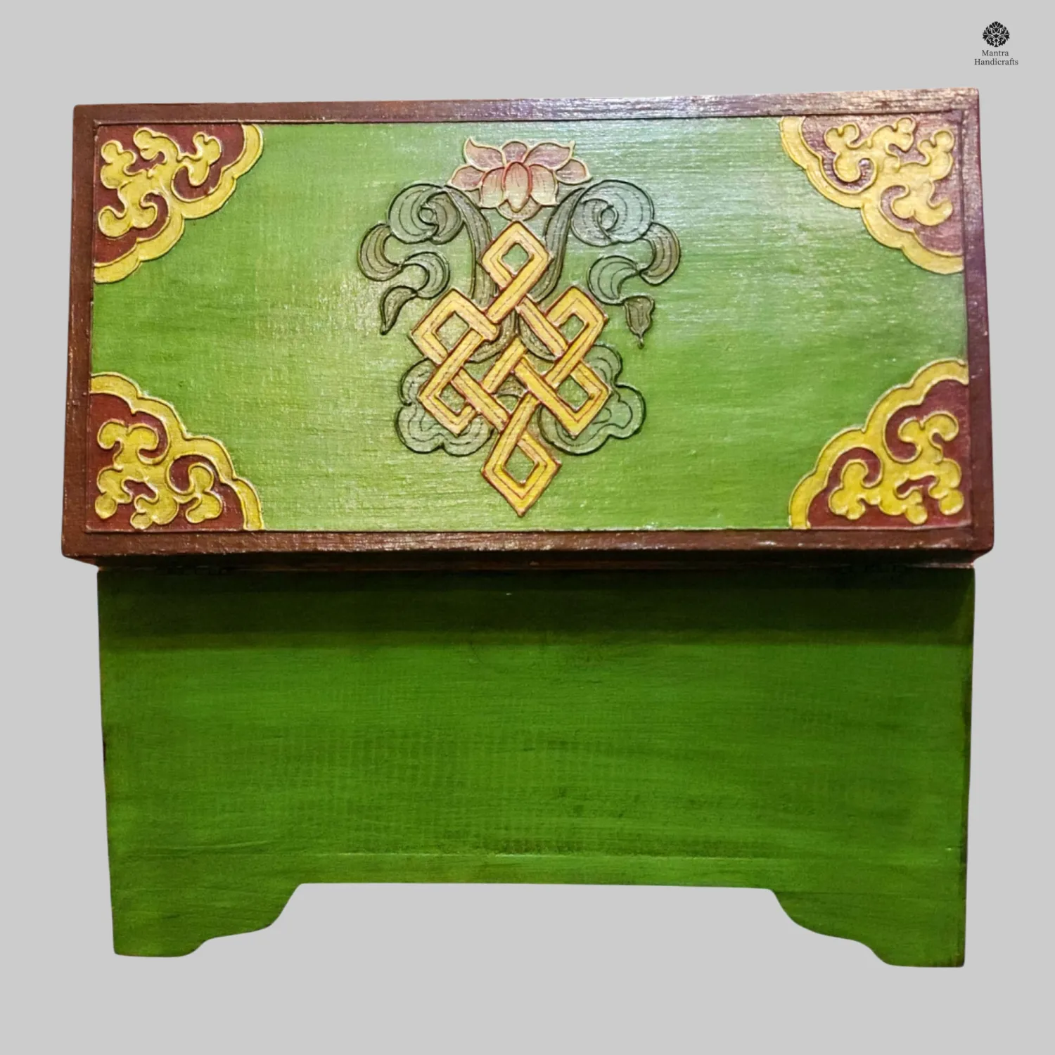 Buddhist Lotus Box | Traditional Tibetan Hand-Painted Art